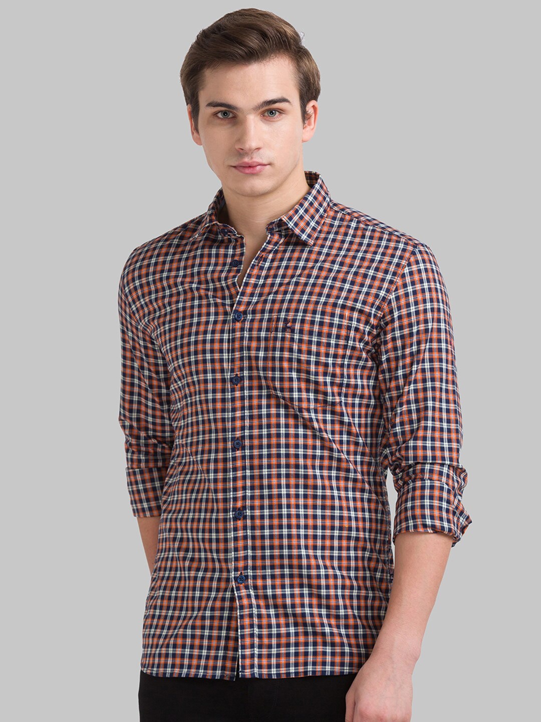 

Parx Men Blue Slim Fit Gingham Checks Checked Casual Shirt