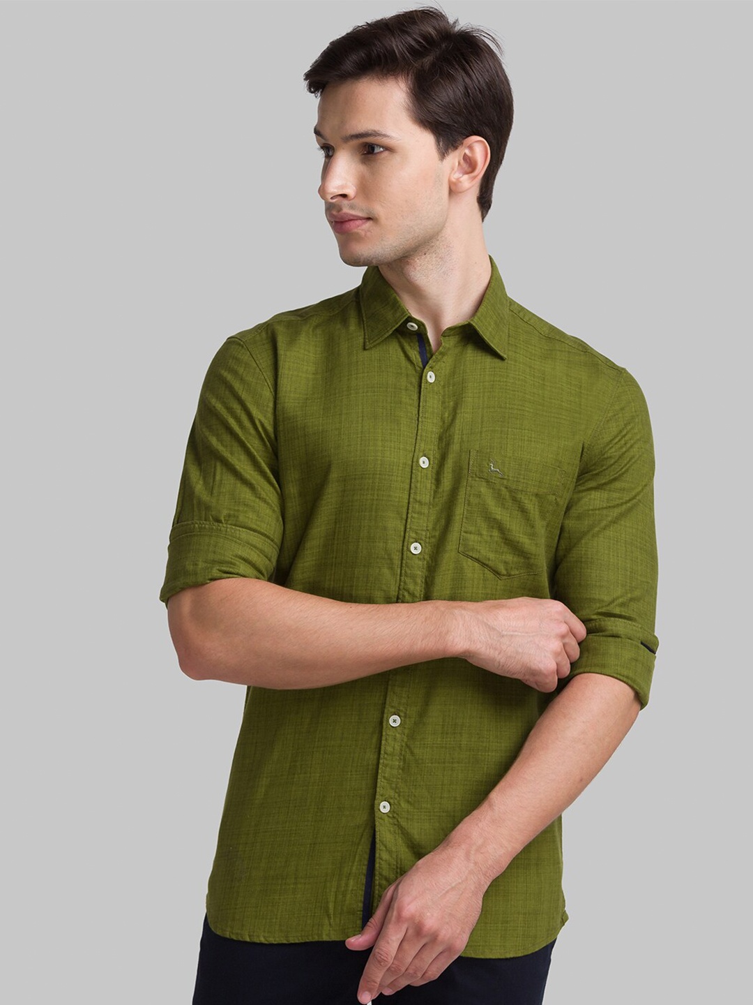 

Parx Men Green Slim Fit Casual Shirt
