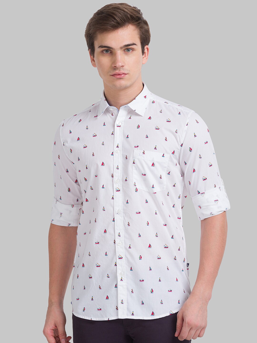 

Parx Men White Slim Fit Printed Casual Shirt