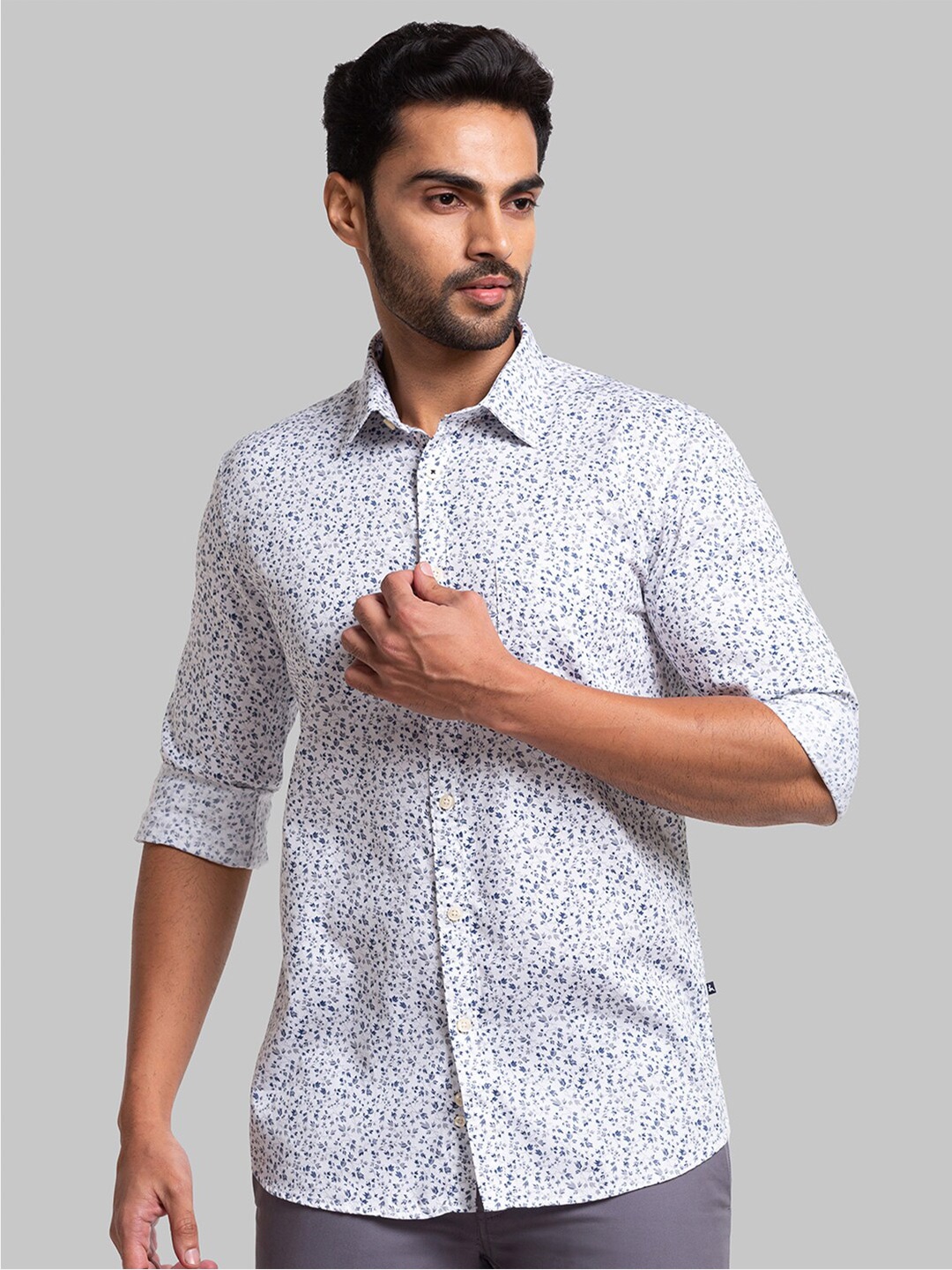 

Parx Men Blue Slim Fit Printed Casual Shirt