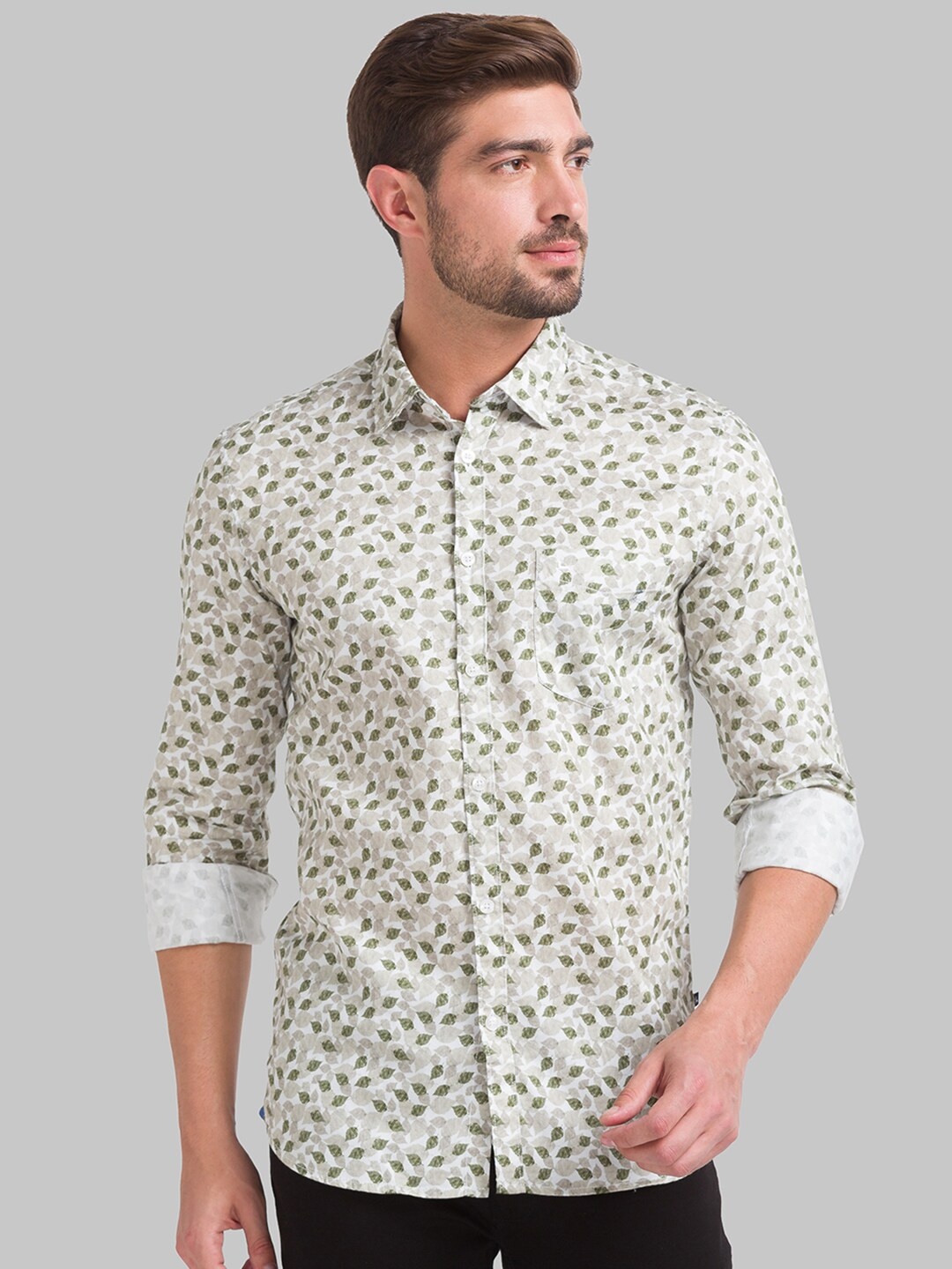 

Parx Men Grey Slim Fit Floral Printed Casual Shirt