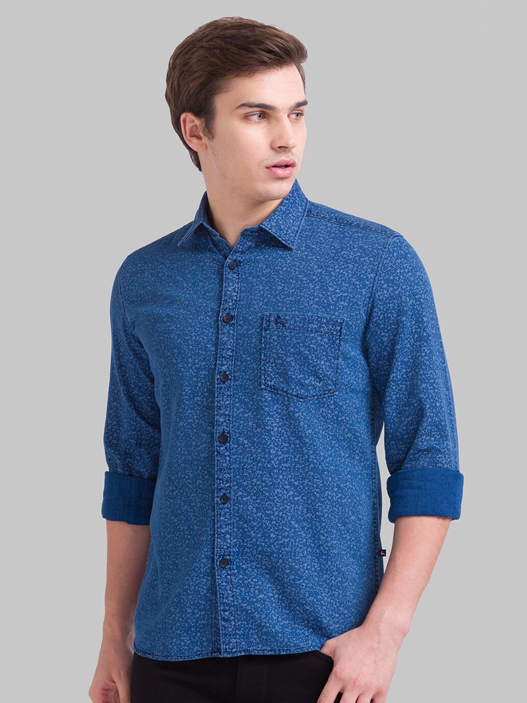 

Parx Men Blue Slim Fit Printed Casual Shirt