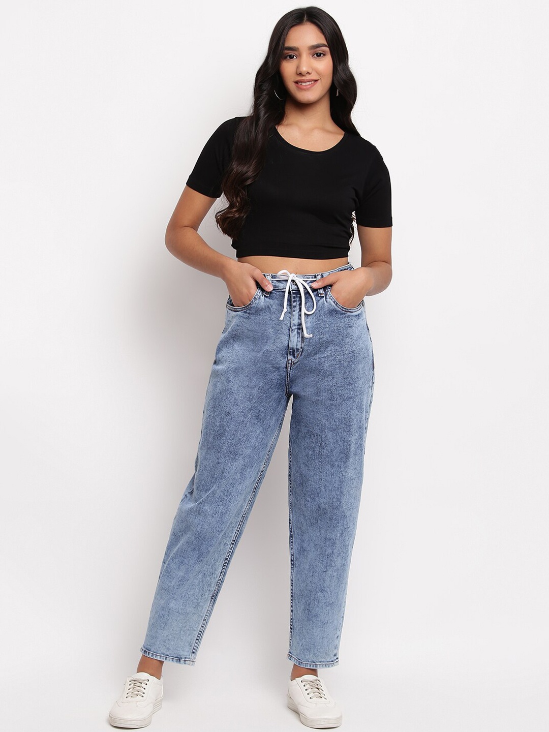 

TALES & STORIES Women Blue Heavy Fade Stretchable Jeans