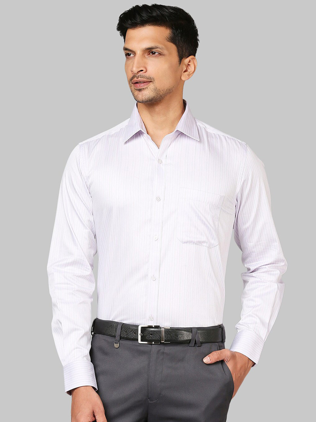 

Raymond Men Purple Striped Formal Shirt