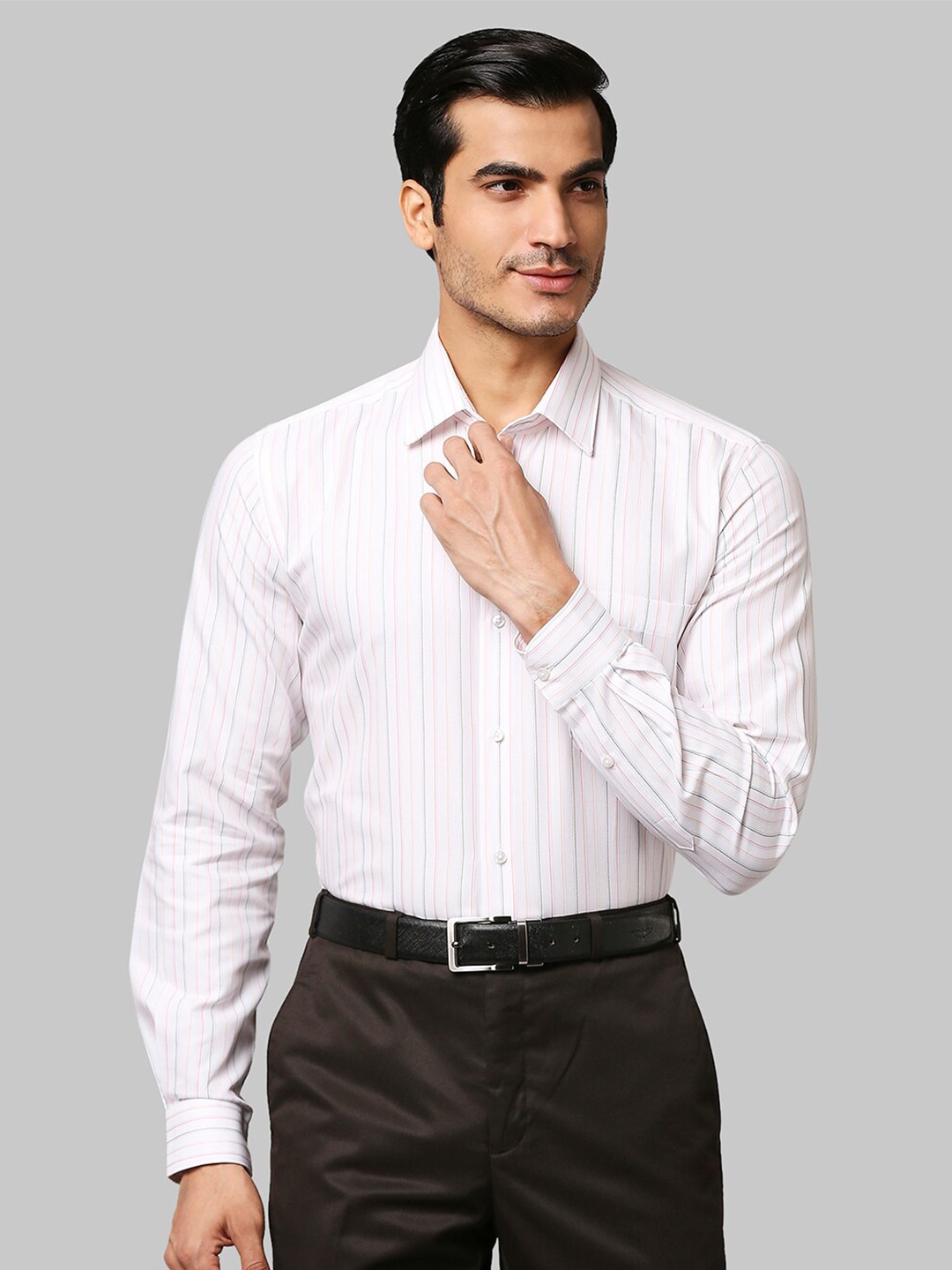 

Raymond Men Pink Striped Formal Shirt