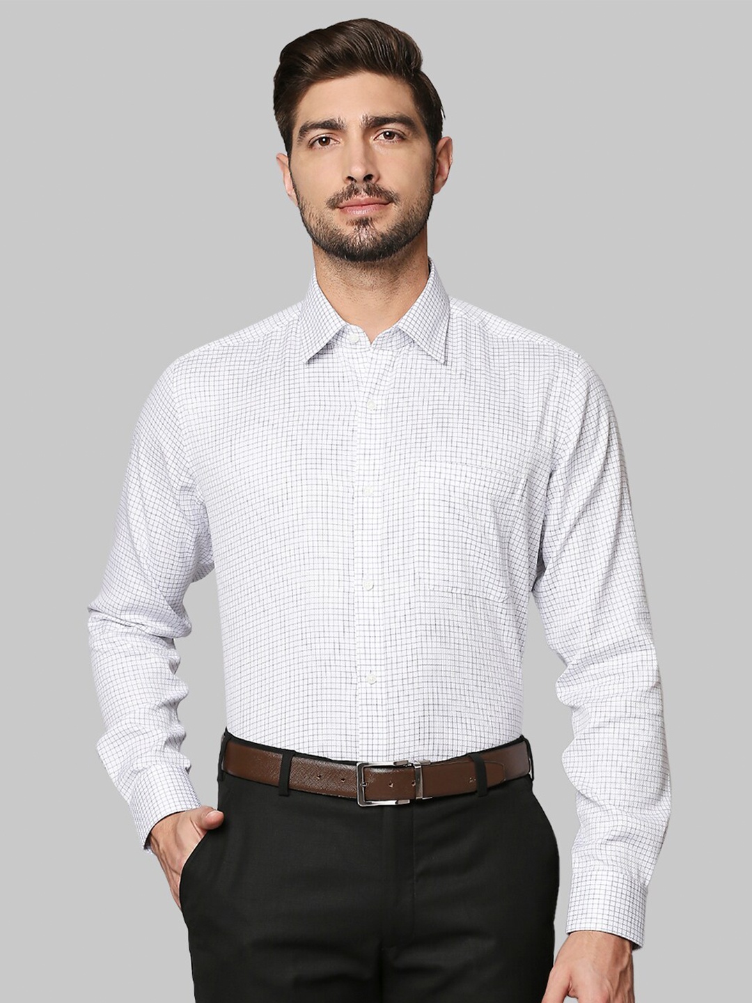 

Raymond Men Blue Striped Pure Cotton Slim Fit Formal Shirt