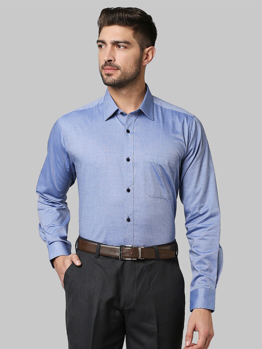 

Raymond Men Blue Printed Casual Shirt