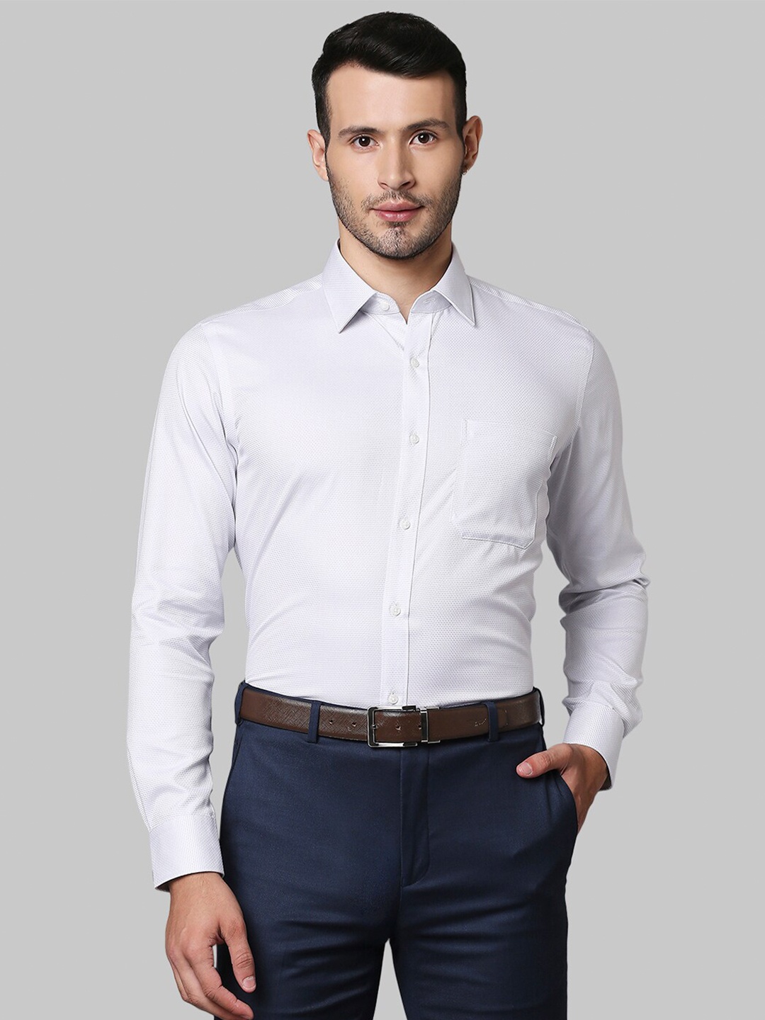 

Raymond Men Grey Printed Slim Fit Formal Shirt