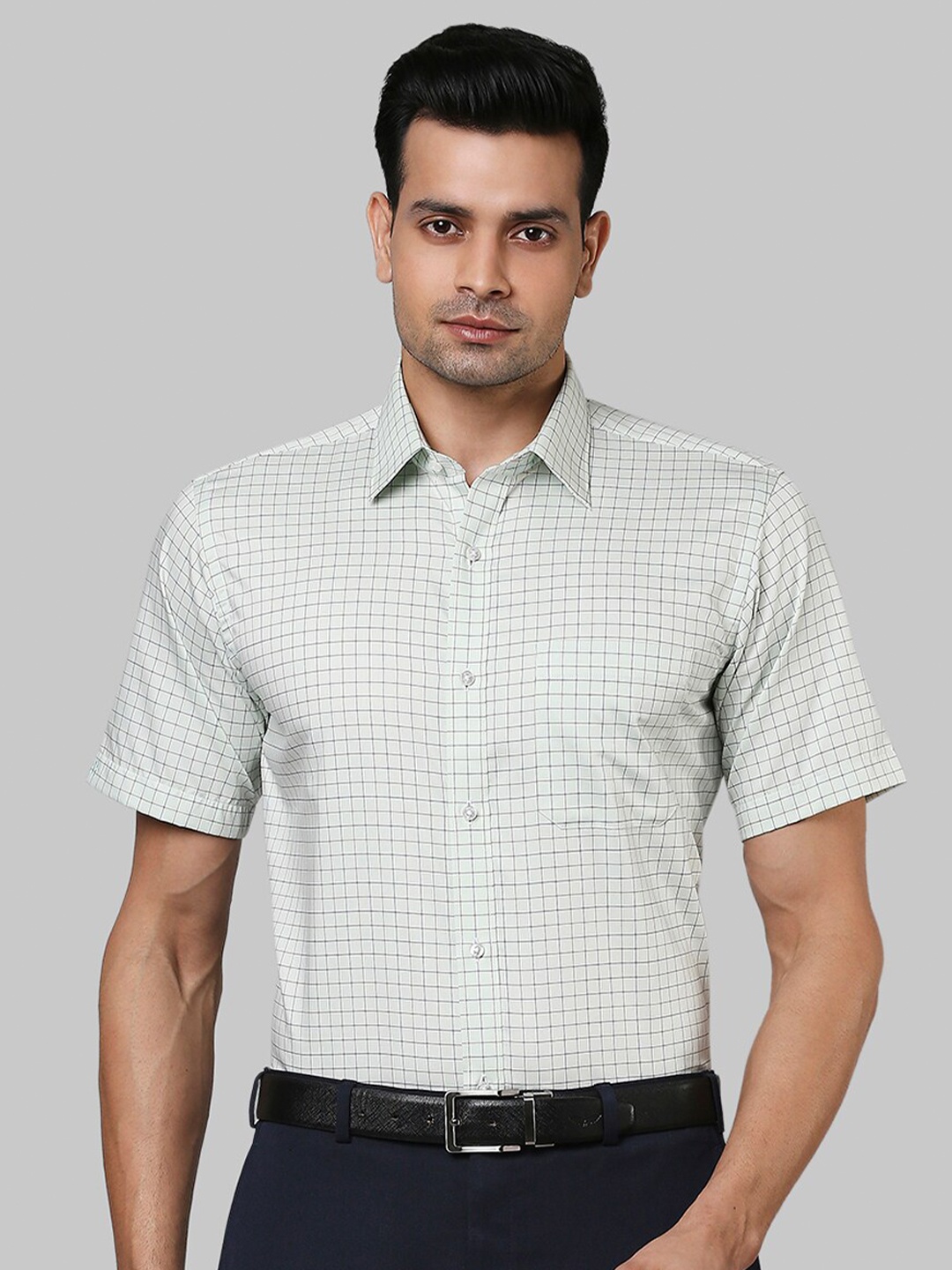 

Raymond Men Green Checked Formal Shirt