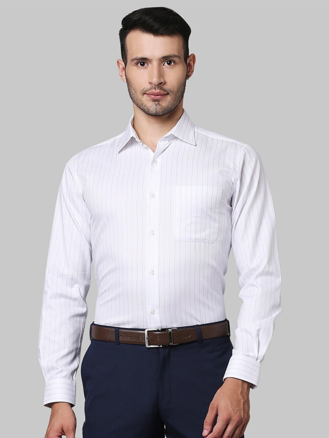 

Raymond Men White Striped Formal Shirt