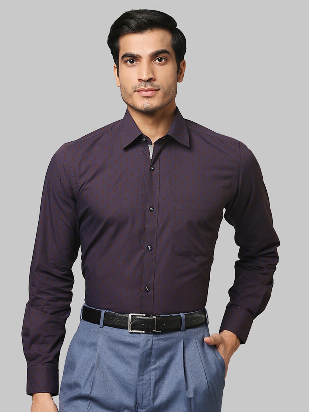 

Raymond Men Brown Printed Formal Shirt