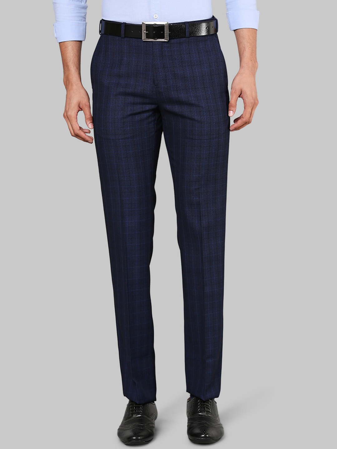 

Raymond Men Blue Checked Trousers