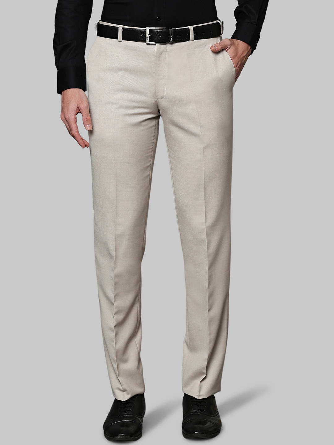 

Raymond Men Beige Mid-Rise Straight Fit Trousers