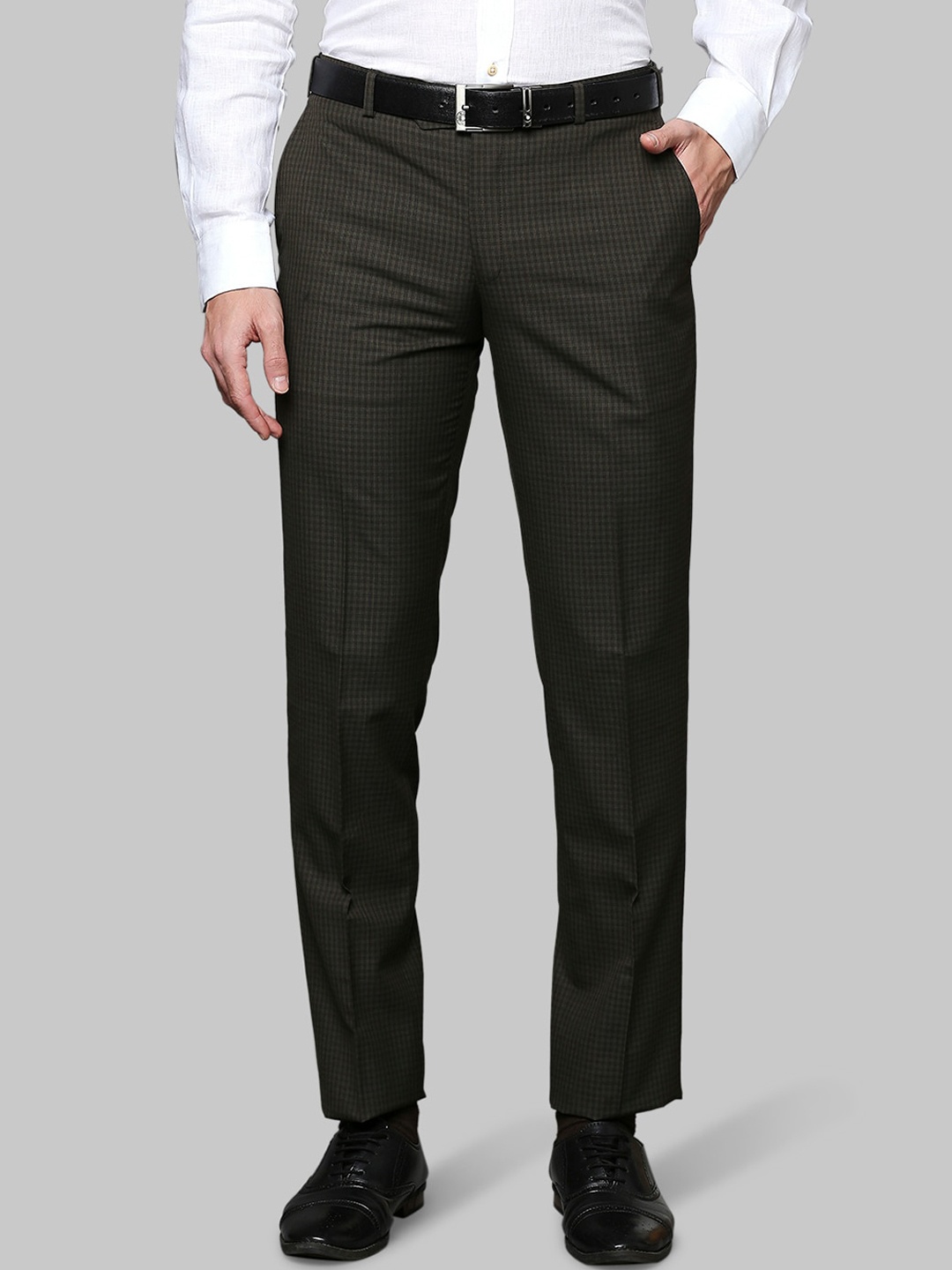 

Raymond Men Coffee Brown Checked Formal Trousers