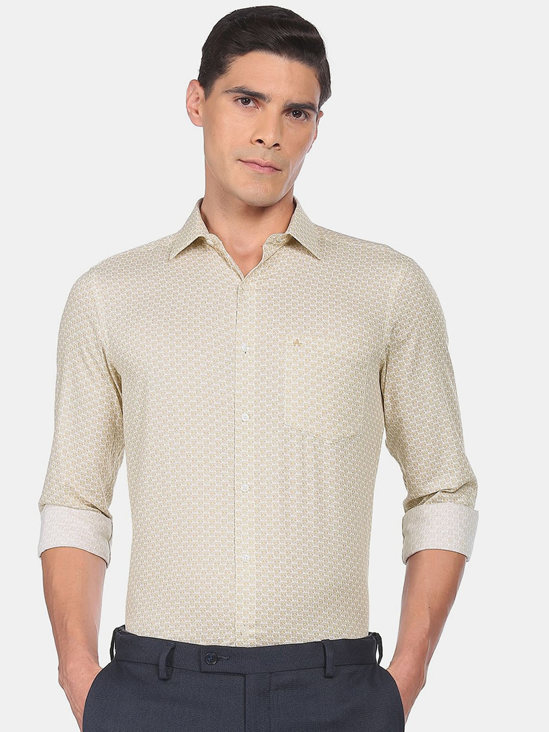 

Arrow Men Beige Regular Fit Printed Cotton Formal Shirt