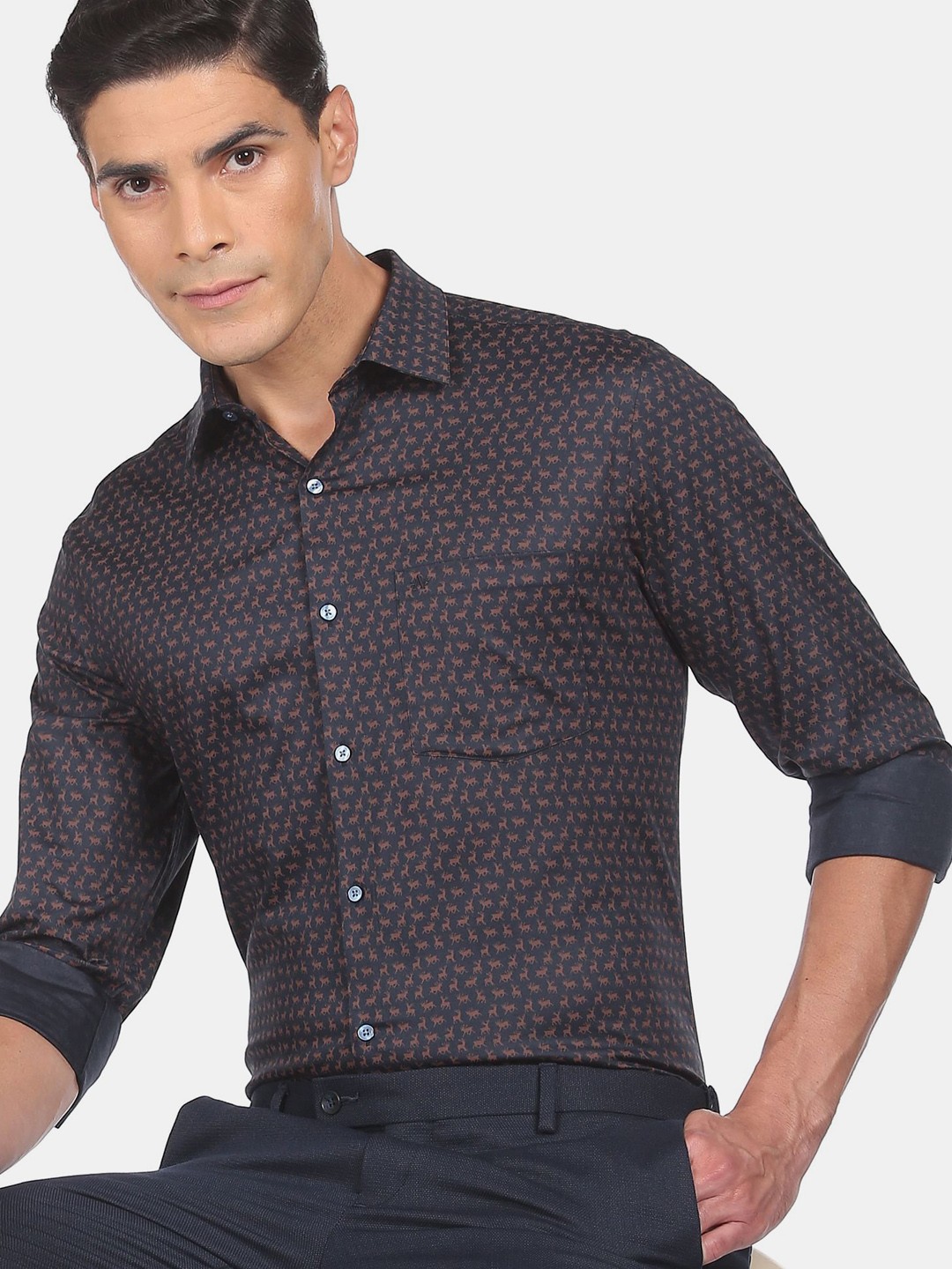 

Arrow Men Blue Printed Cotton Formal Shirt