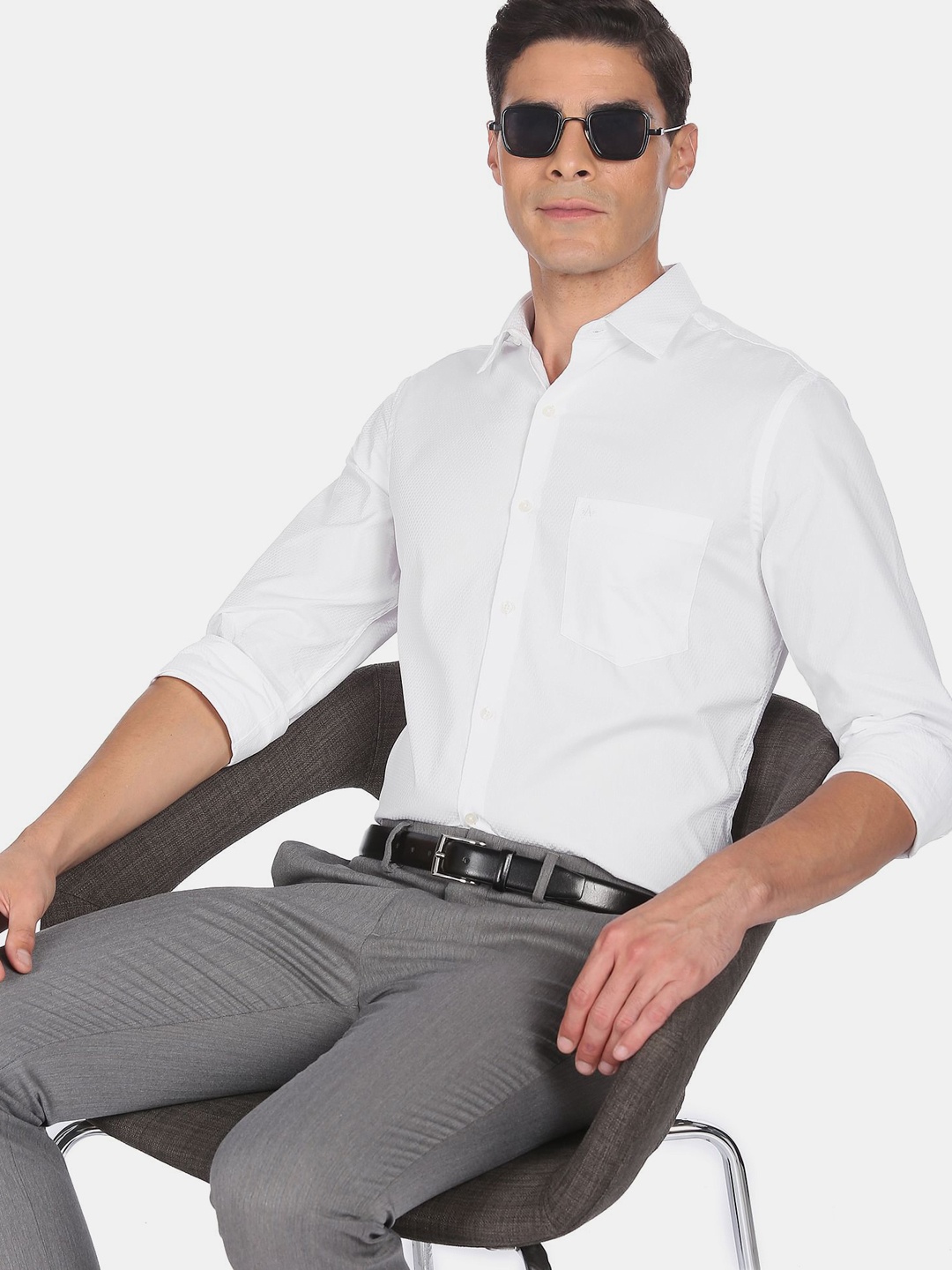 

Arrow Men's White French Placket Patterned Formal Shirt