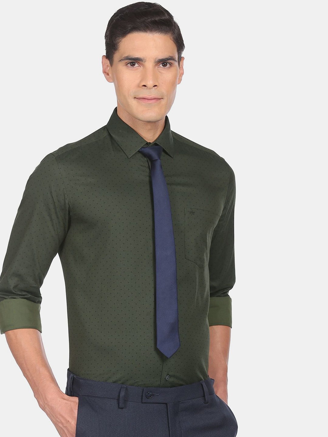 

Arrow Men Green Slim Fit Printed Formal Shirt