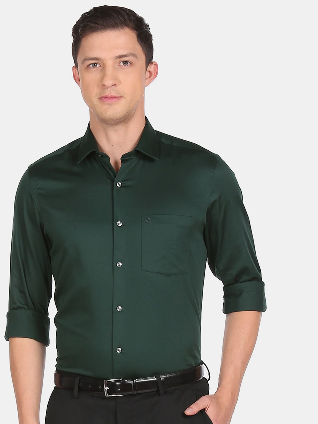 

Arrow Men's Dark Green Solid Manhattan Slim Fit Formal Shirt