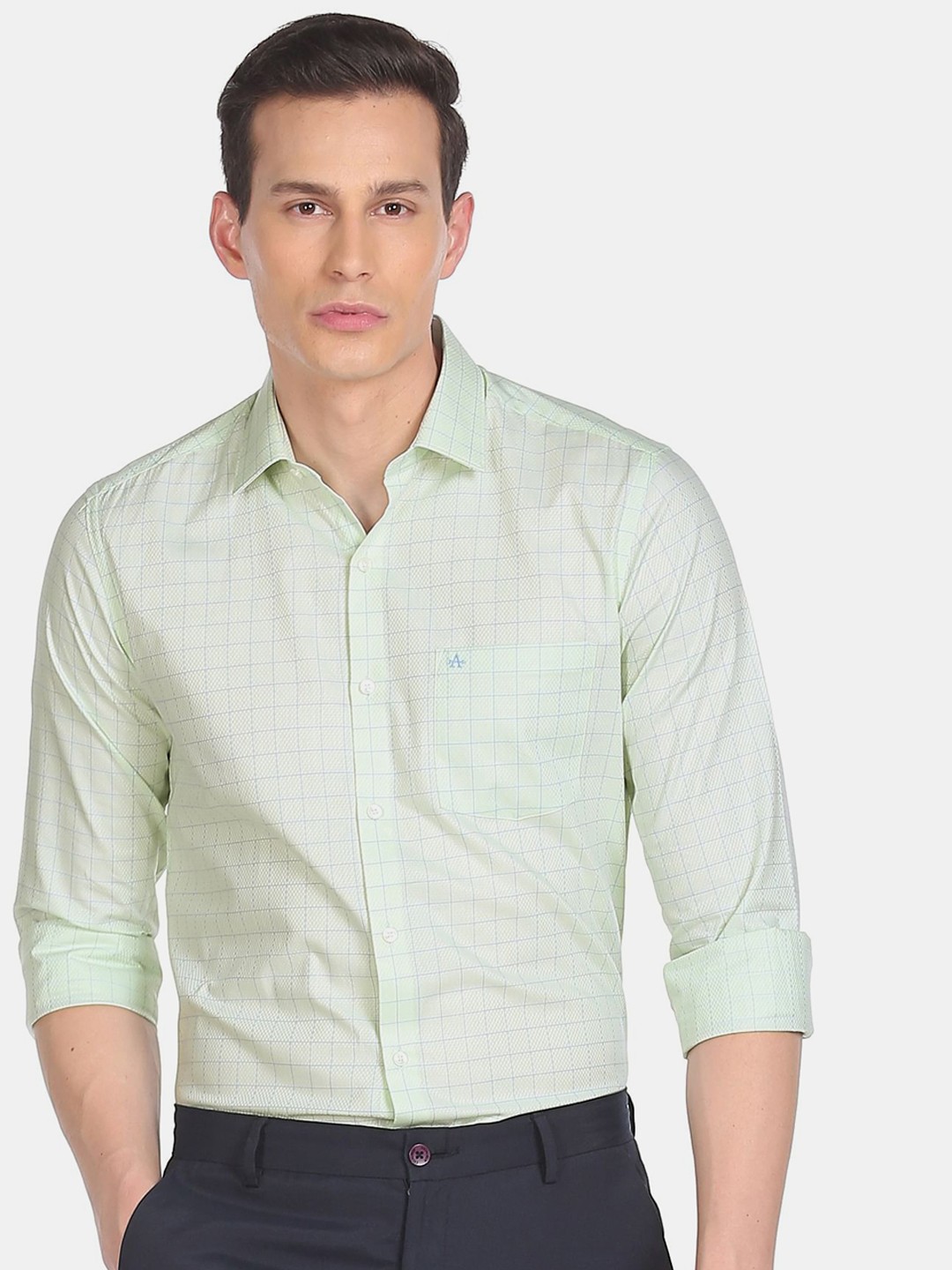 

Arrow Men's Light Green Manhattan Slim Fit Cotton Formal Shirt
