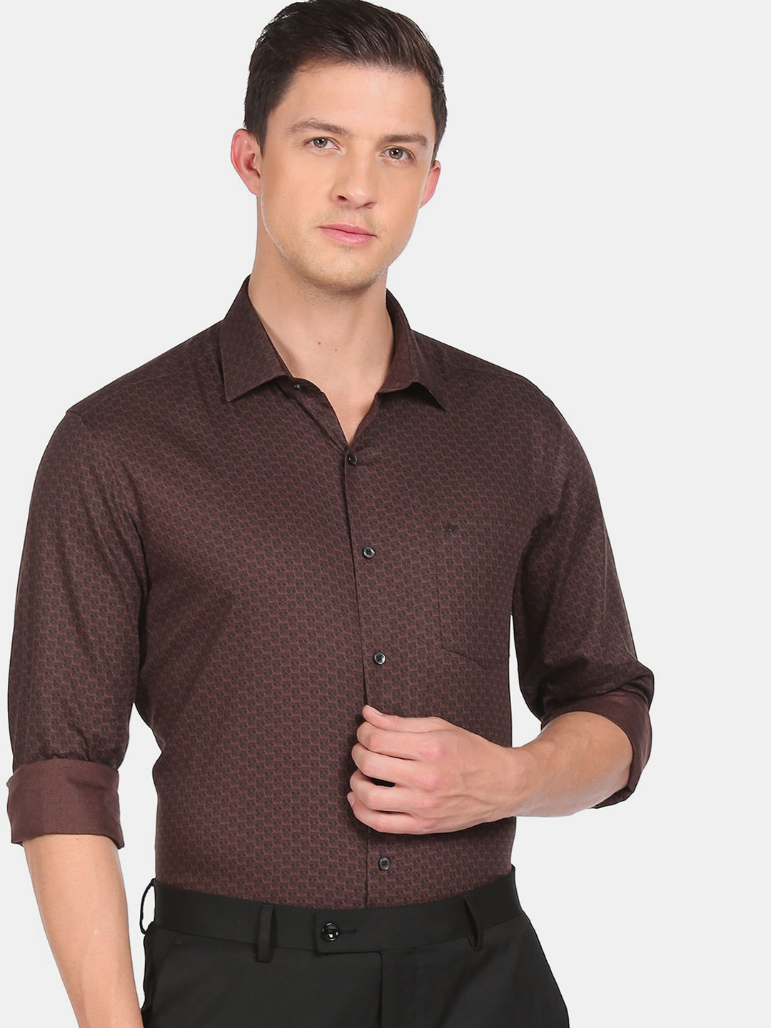 

Arrow Men Brown Printed Casual Shirt