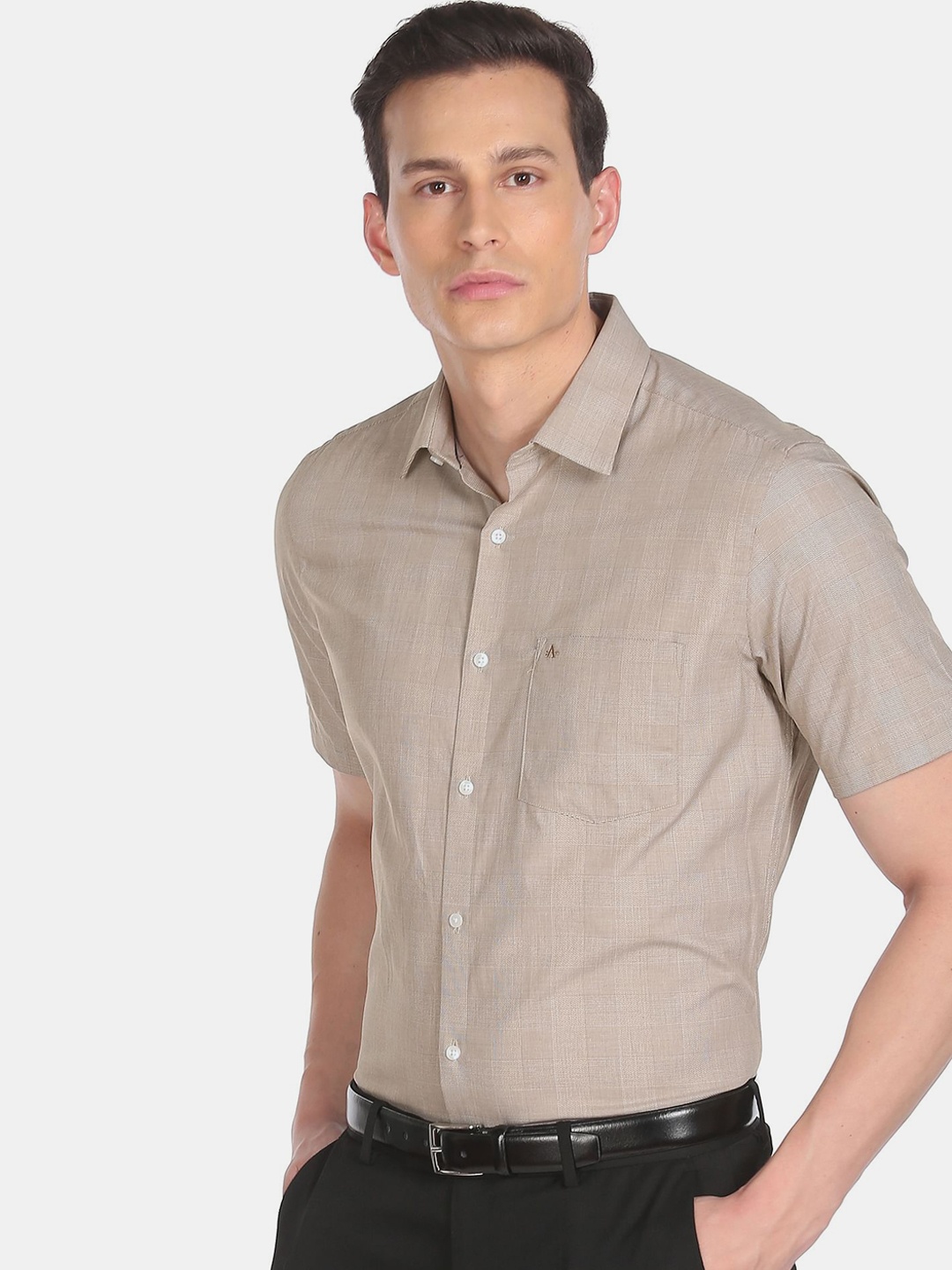

Arrow Men Brown Checked Pure Cotton Casual Shirt