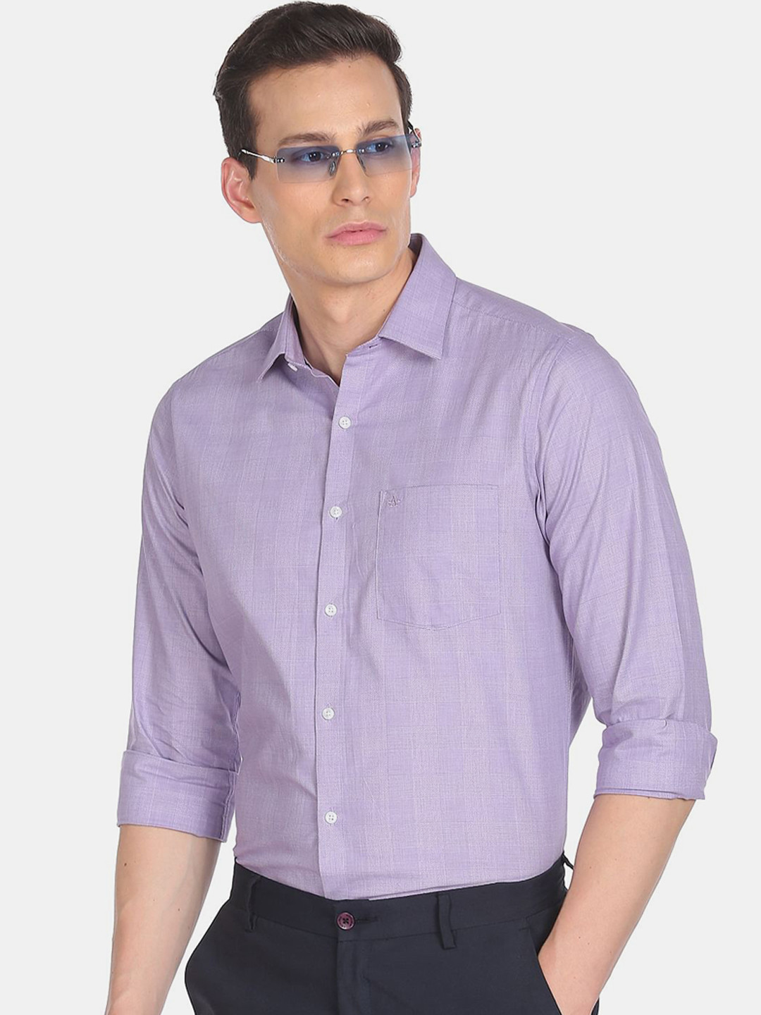 

Arrow Men Purple Checked Formal Shirt
