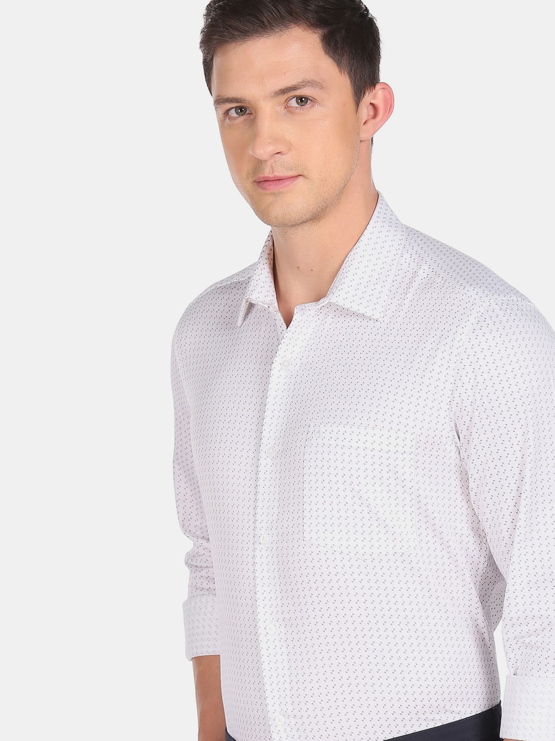 

Arrow Men White Slim Fit Printed Pure Cotton Formal Shirt