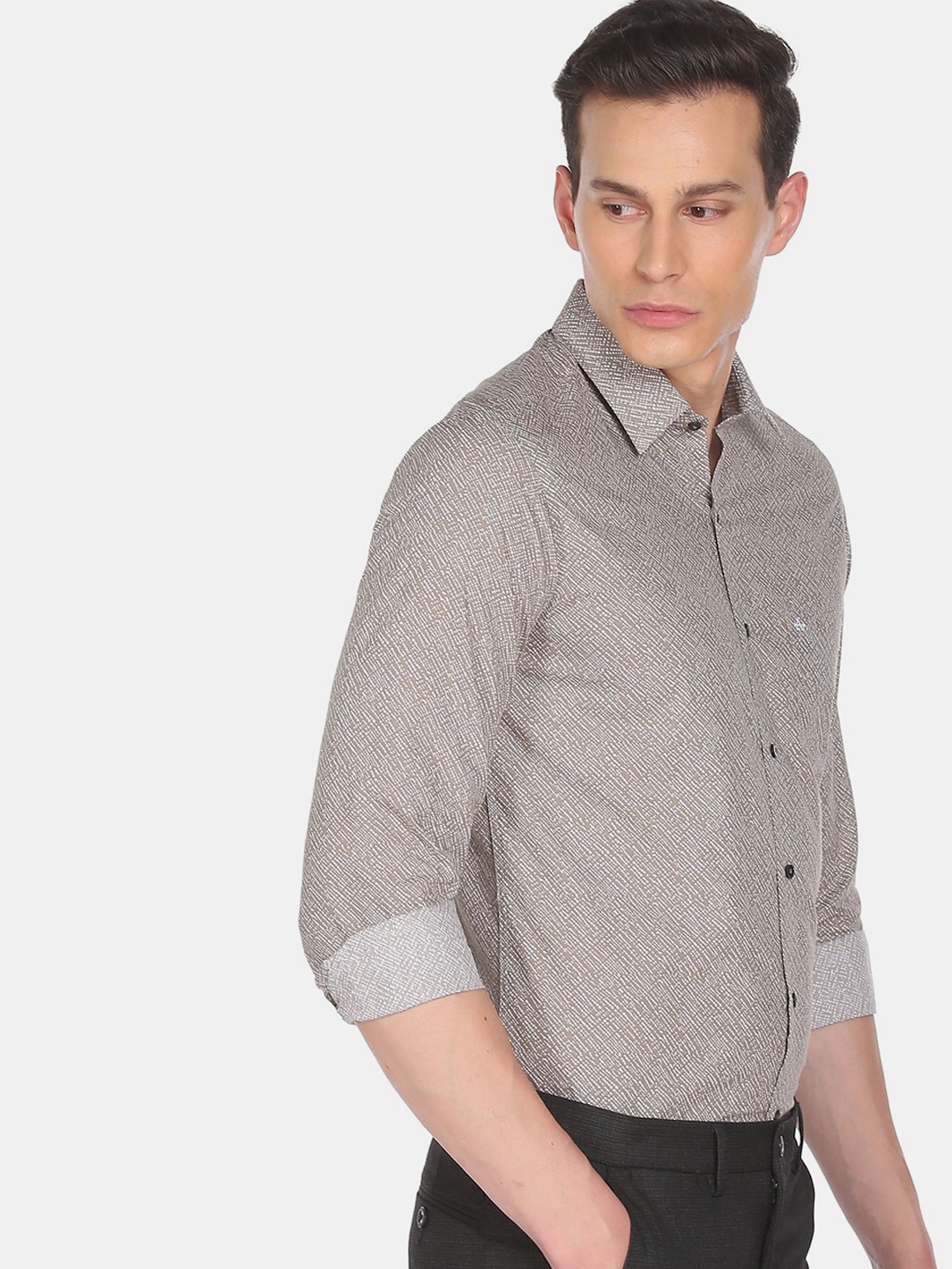 

Arrow New York Men Cotton Brown Slim Fit Floral Printed Formal Shirt