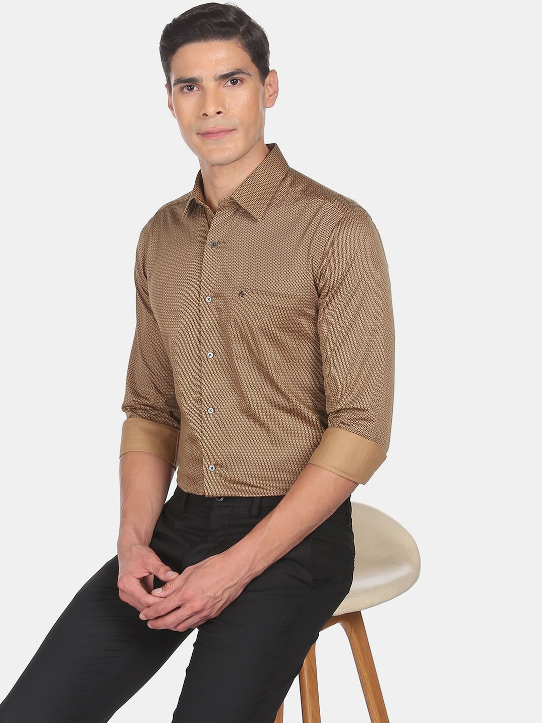 

Arrow New York Men Brown Slim Fit Pure Cotton Formal Shirt