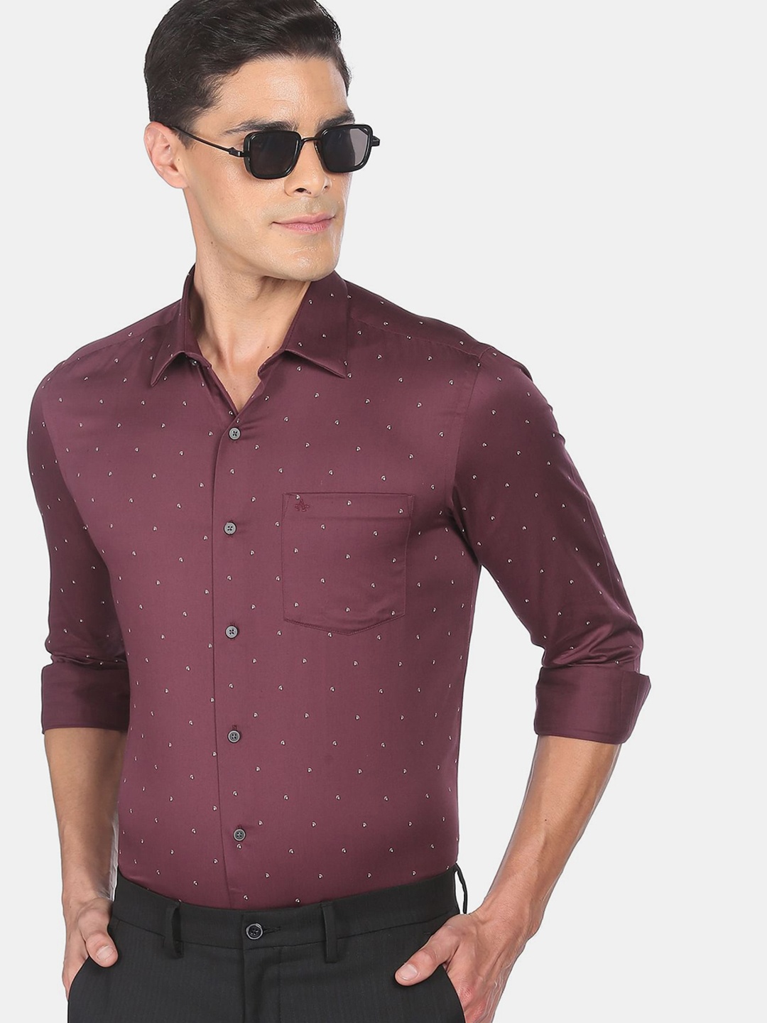 

Arrow New York Men Purple Slim Fit Printed Casual Shirt