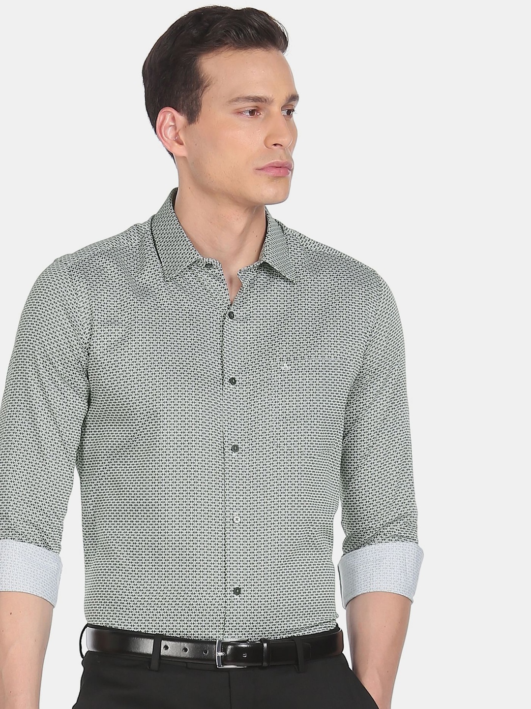 

Arrow New York Men Green Slim Fit Printed Casual Shirt