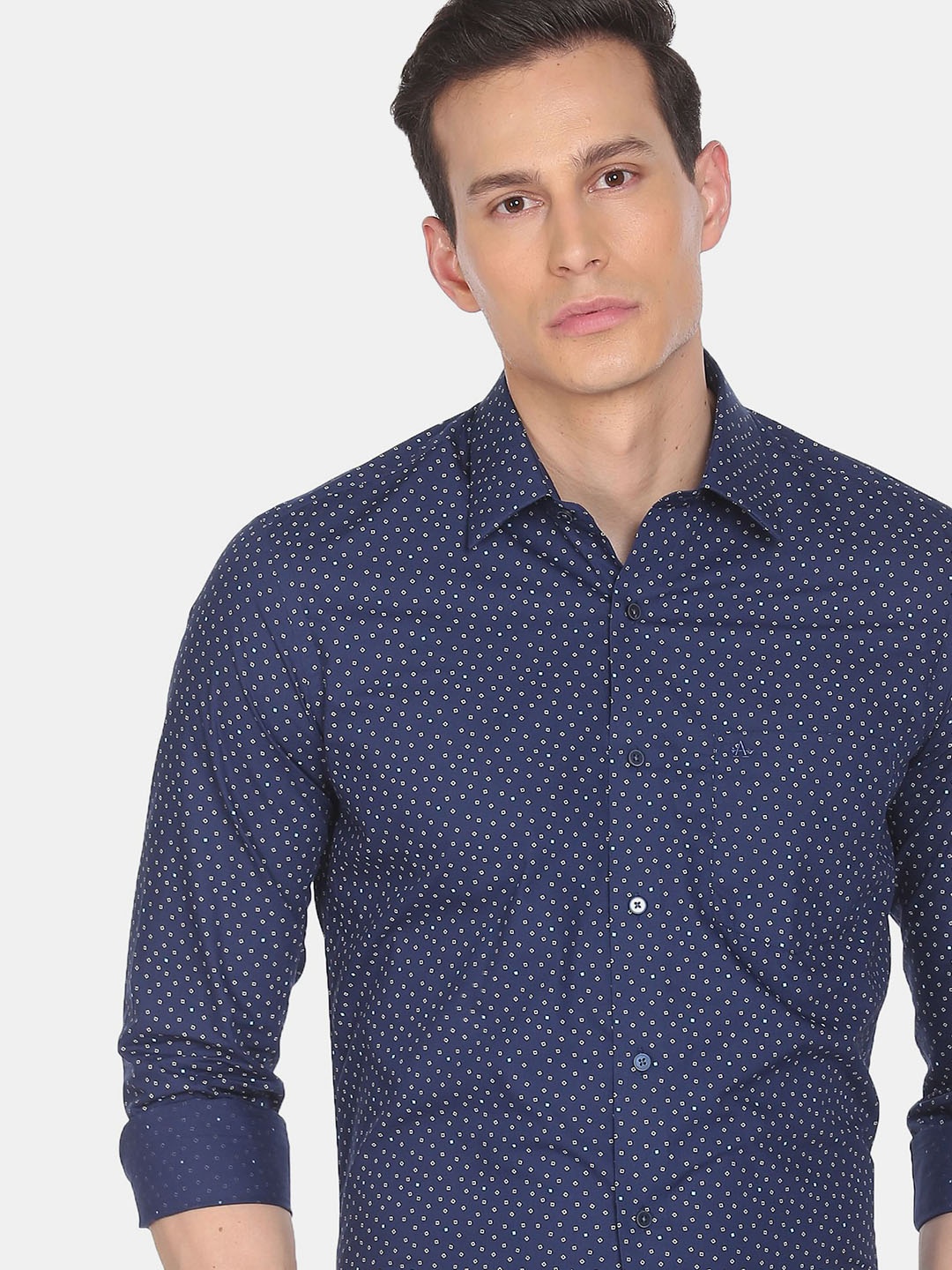 Arrow New York Men Blue Slim Fit Printed Formal Shirt