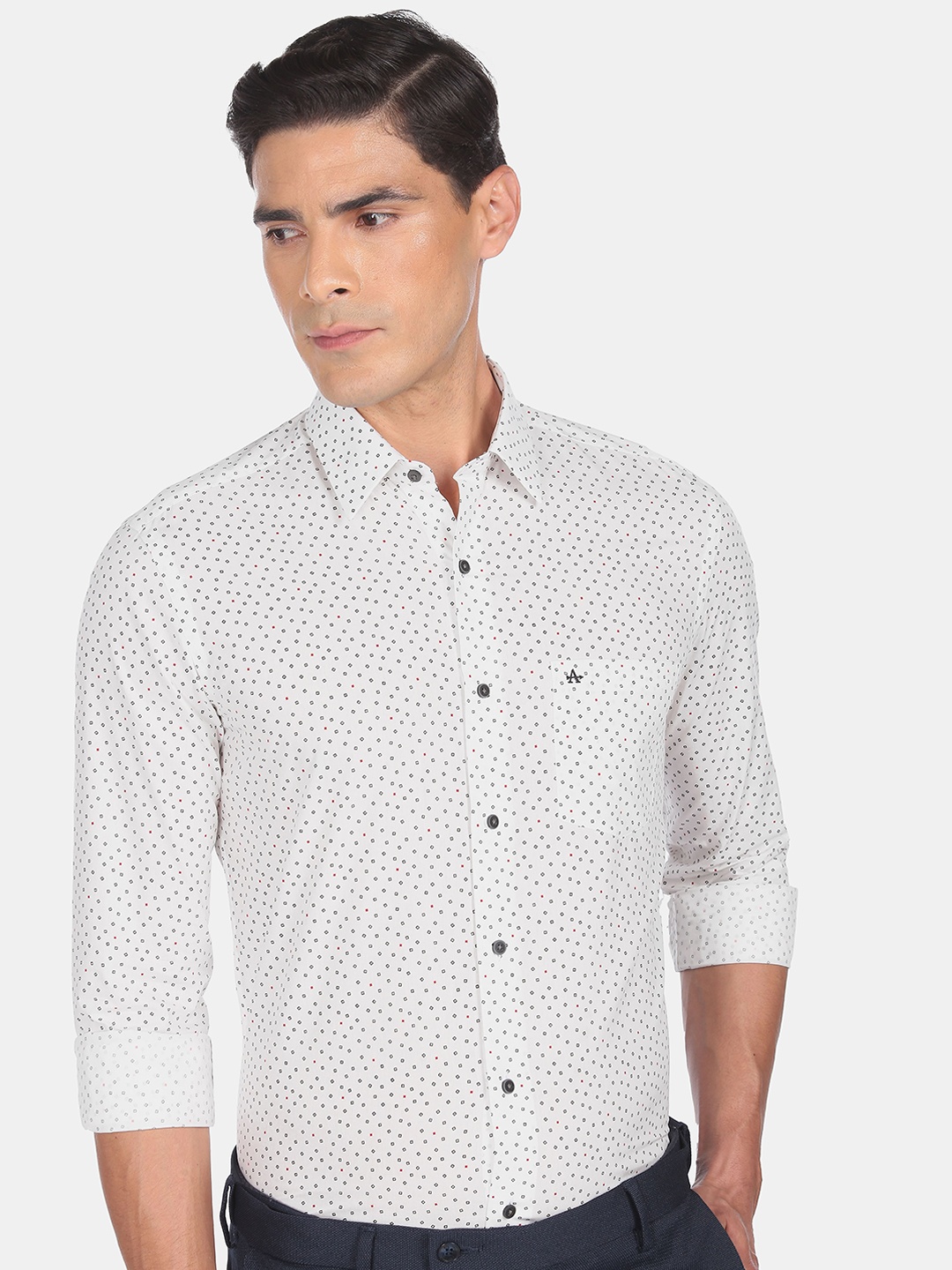 

Arrow New York Men White Slim Fit Printed Casual Shirt