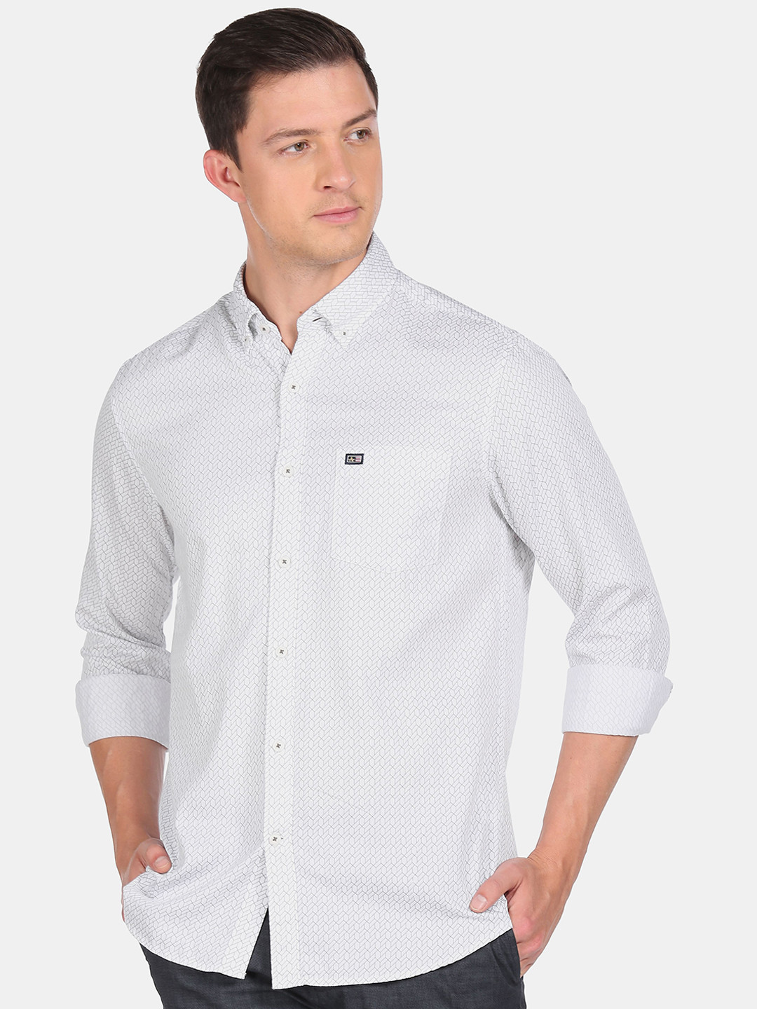 

Arrow Sport Men White Slim Fit Printed Casual Shirt