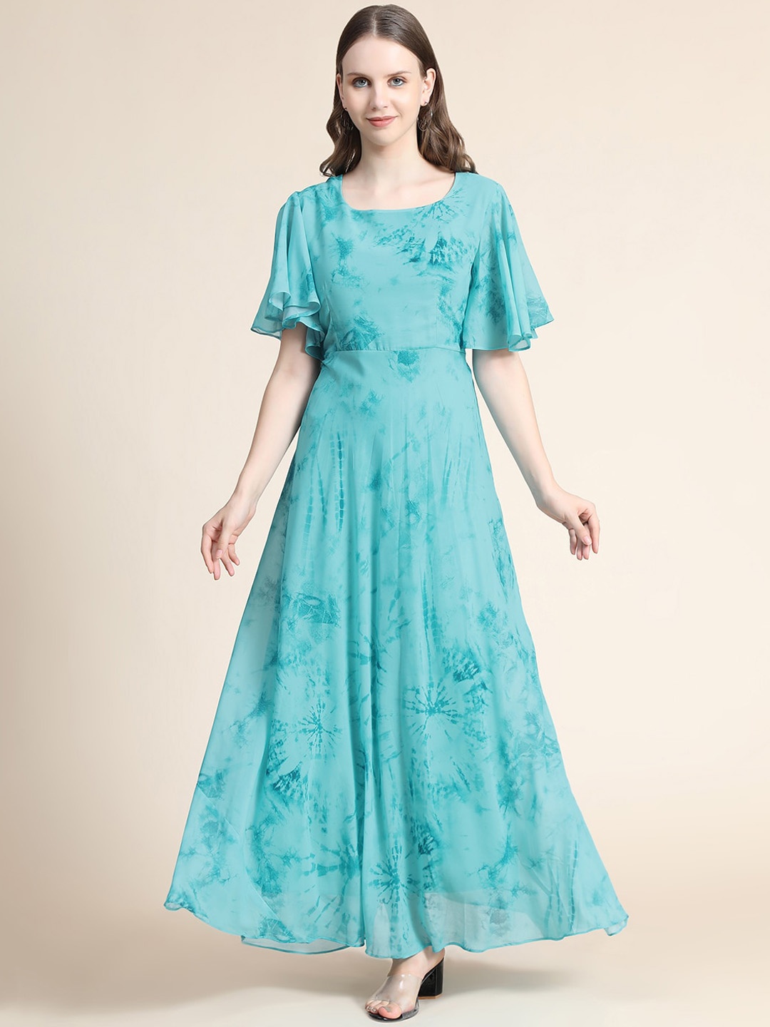 

KALINI Women Turquoise Blue Printed Gown Dresses