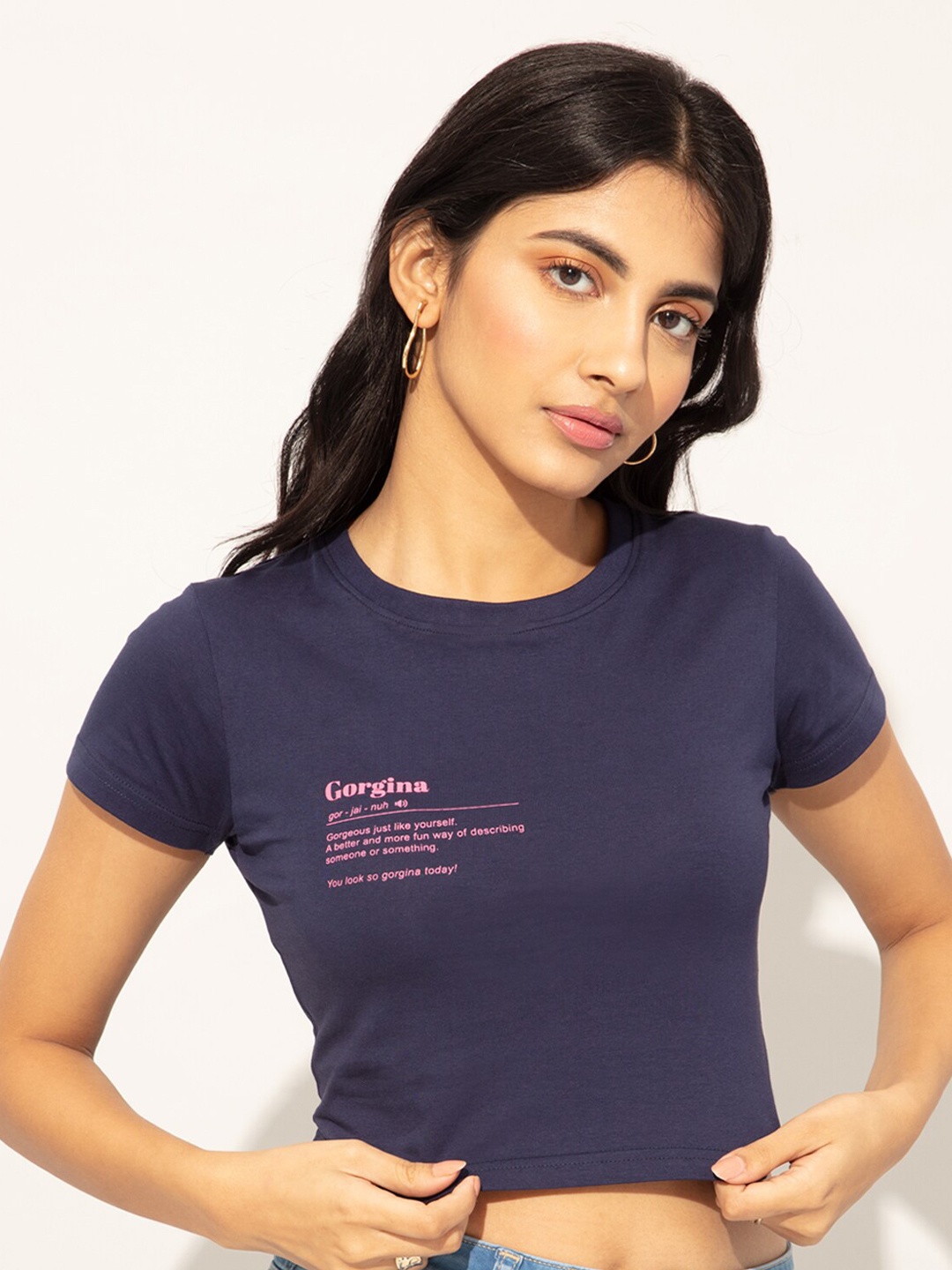 

20Dresses Women Navy Blue Slim Fit T-shirt