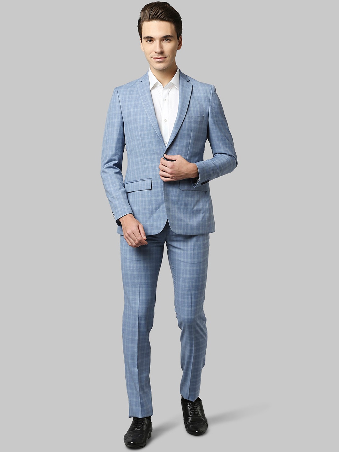

Raymond Men Blue 2 Piece Checked Formal Suits
