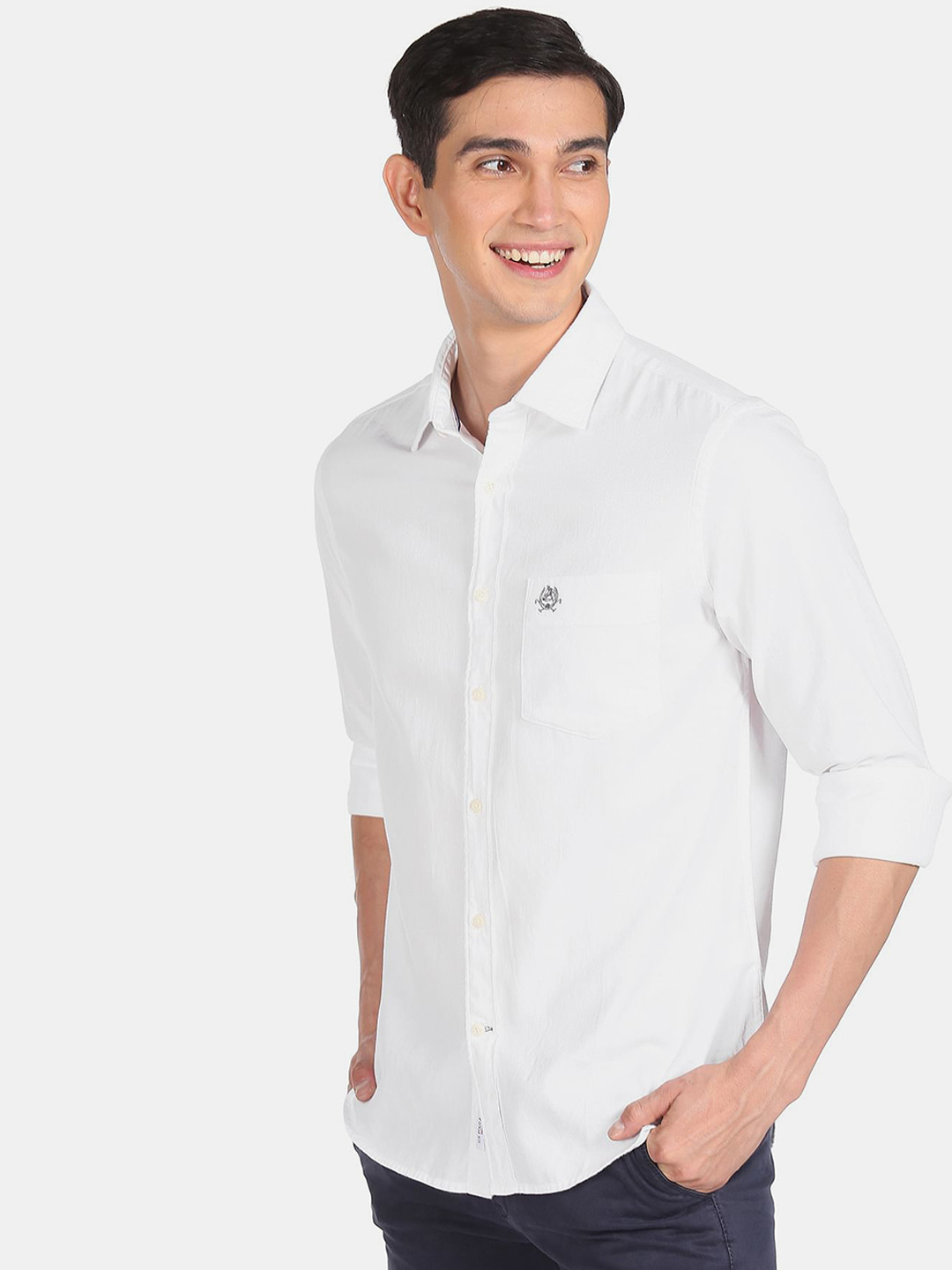 

U S Polo Assn Men White Casual Cotton Shirt