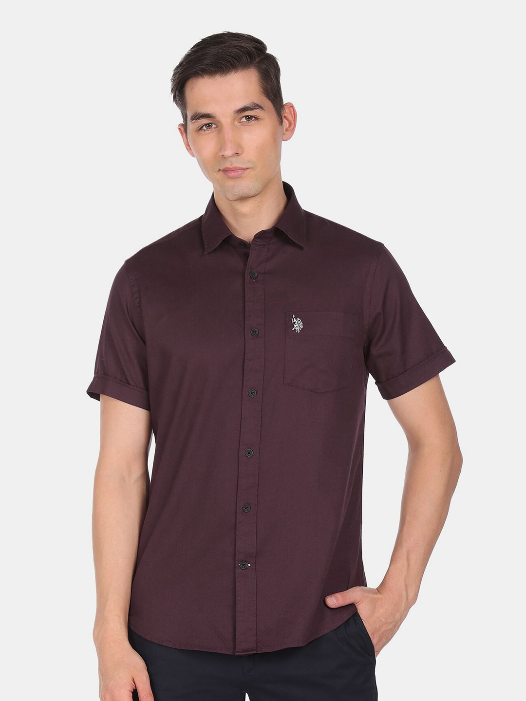 

U S Polo Assn Men Purple Casual Shirt