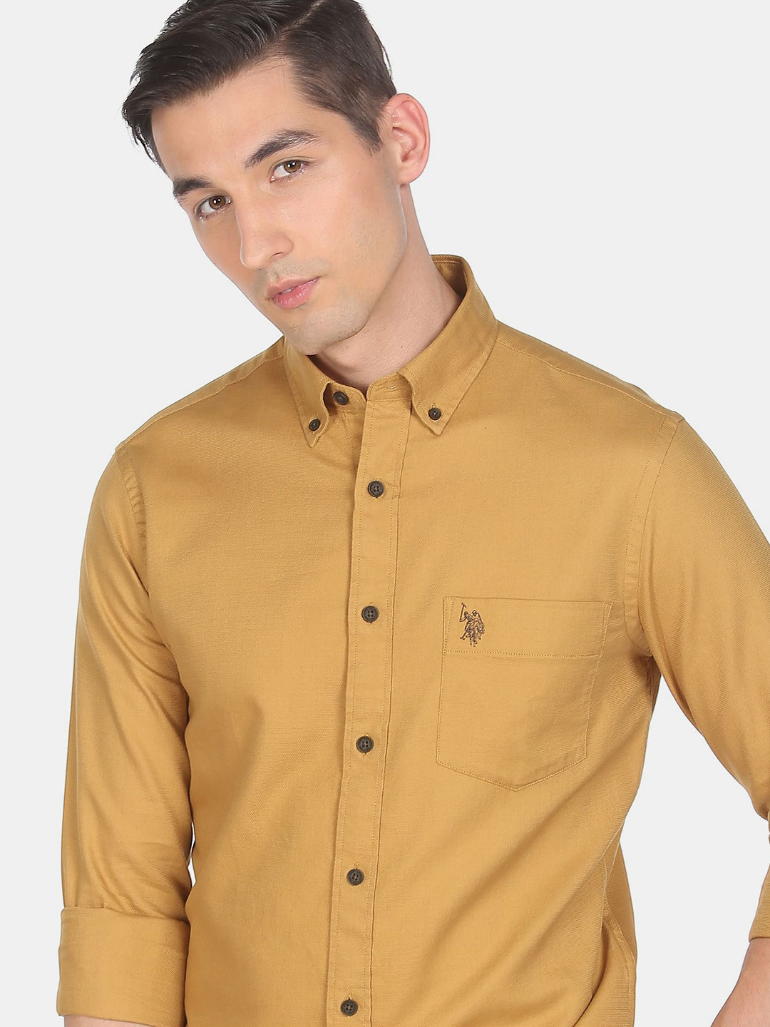 

U S Polo Assn Men Yellow Casual Shirt