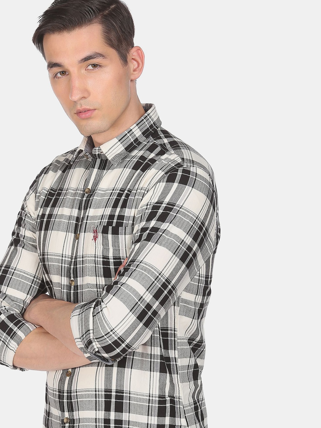 

U.S. Polo Assn. Denim Co.Men Black Tartan Checks Checked Casual Shirt