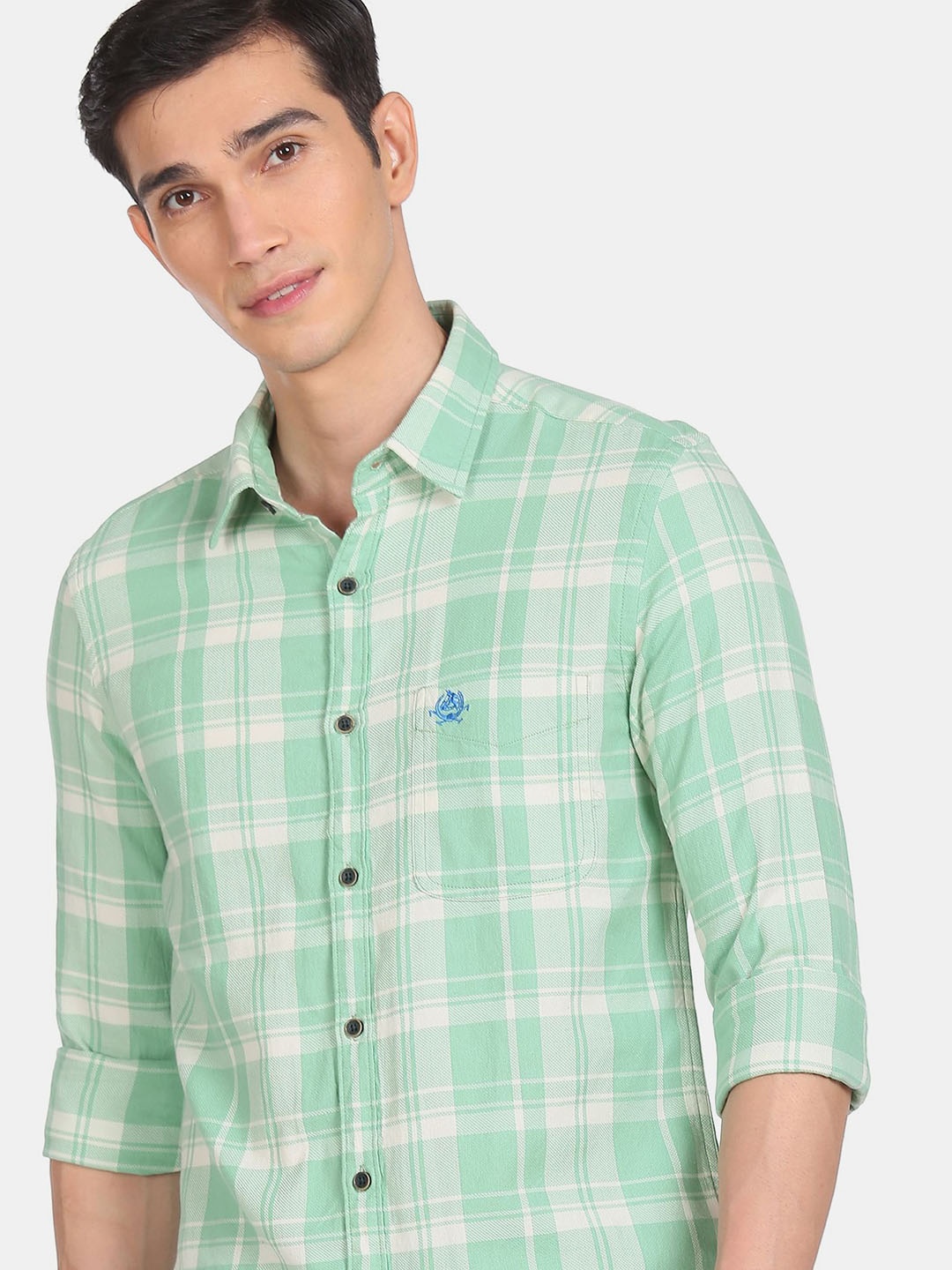 

U.S Polo Assn Men Green Tartan Checks Checked Casual Shirt