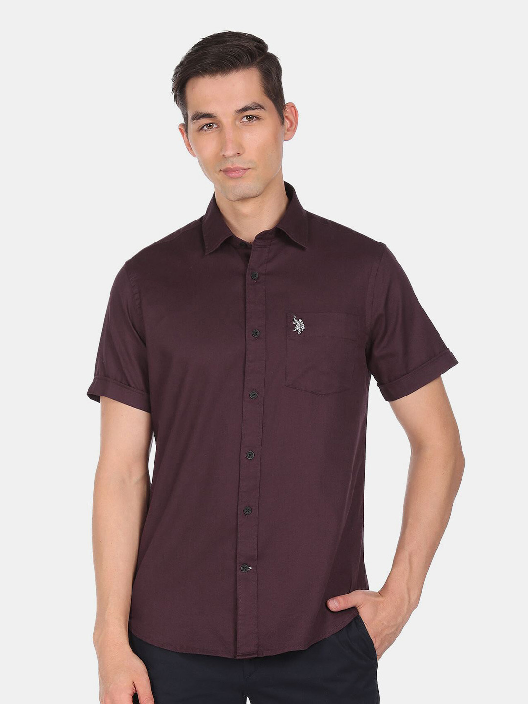 

U S Polo Assn Men Purple Casual Shirt