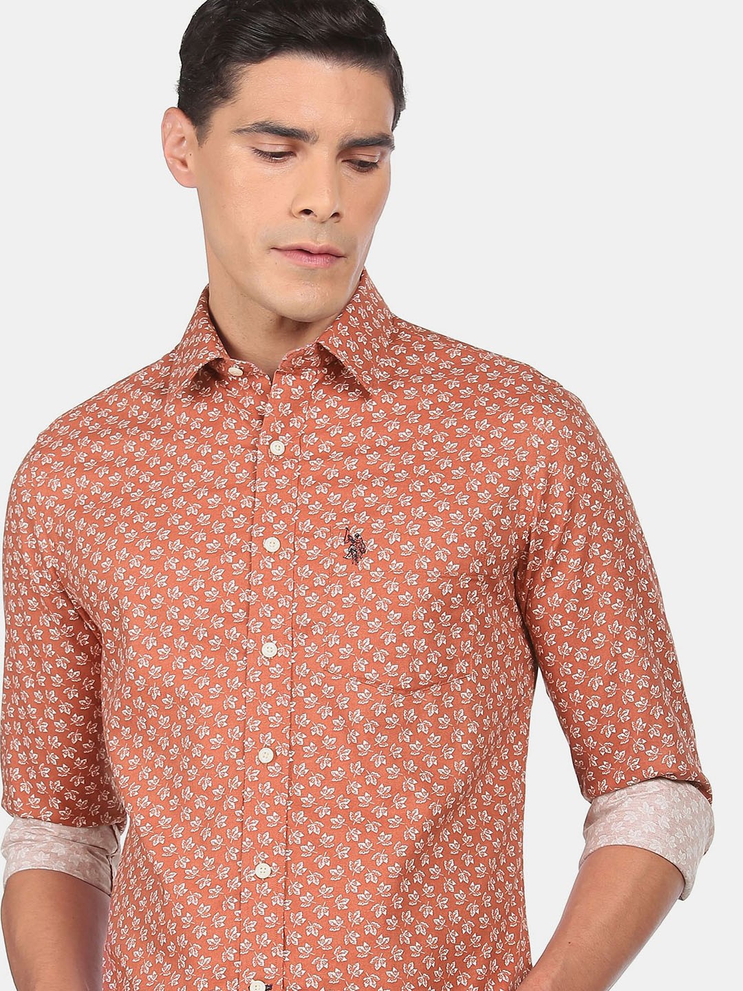 

U S Polo Assn Men Red Floral Printed Casual Shirt