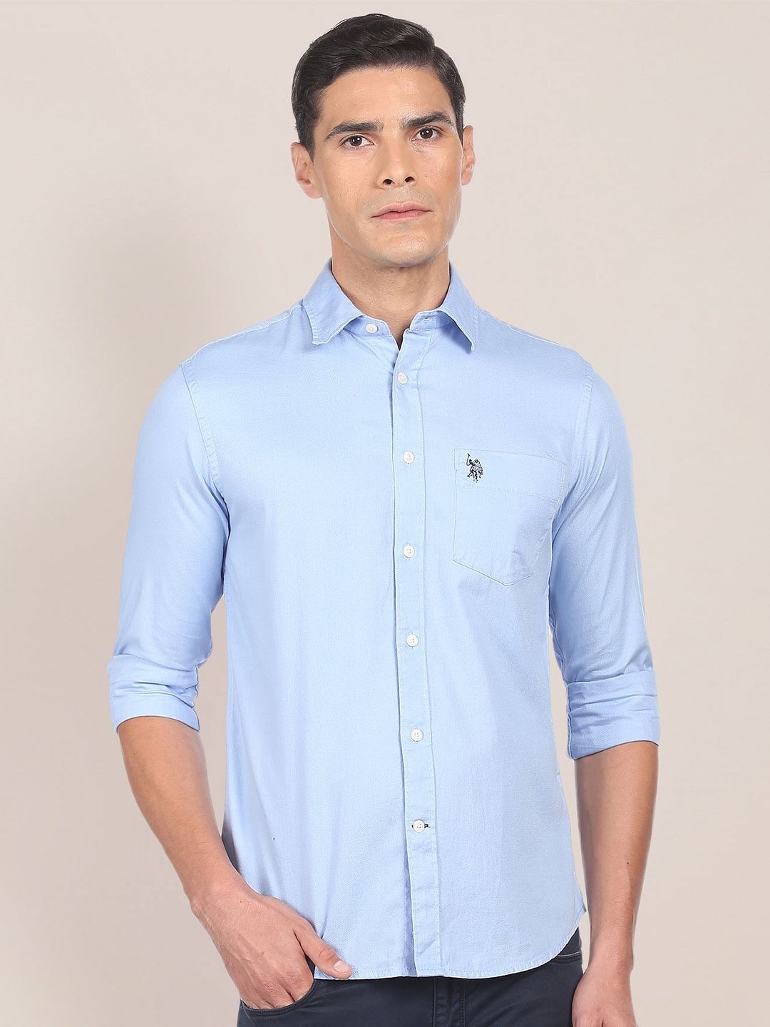 

U S Polo Assn Men Blue Regular Fit Casual Shirt