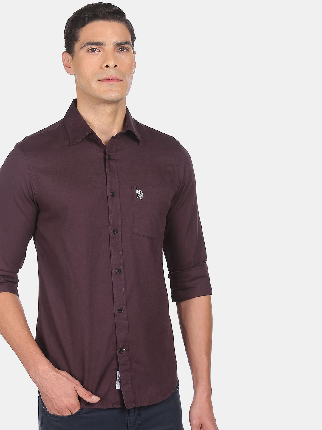 

U S Polo Assn Men Brown Cotton Casual Shirt