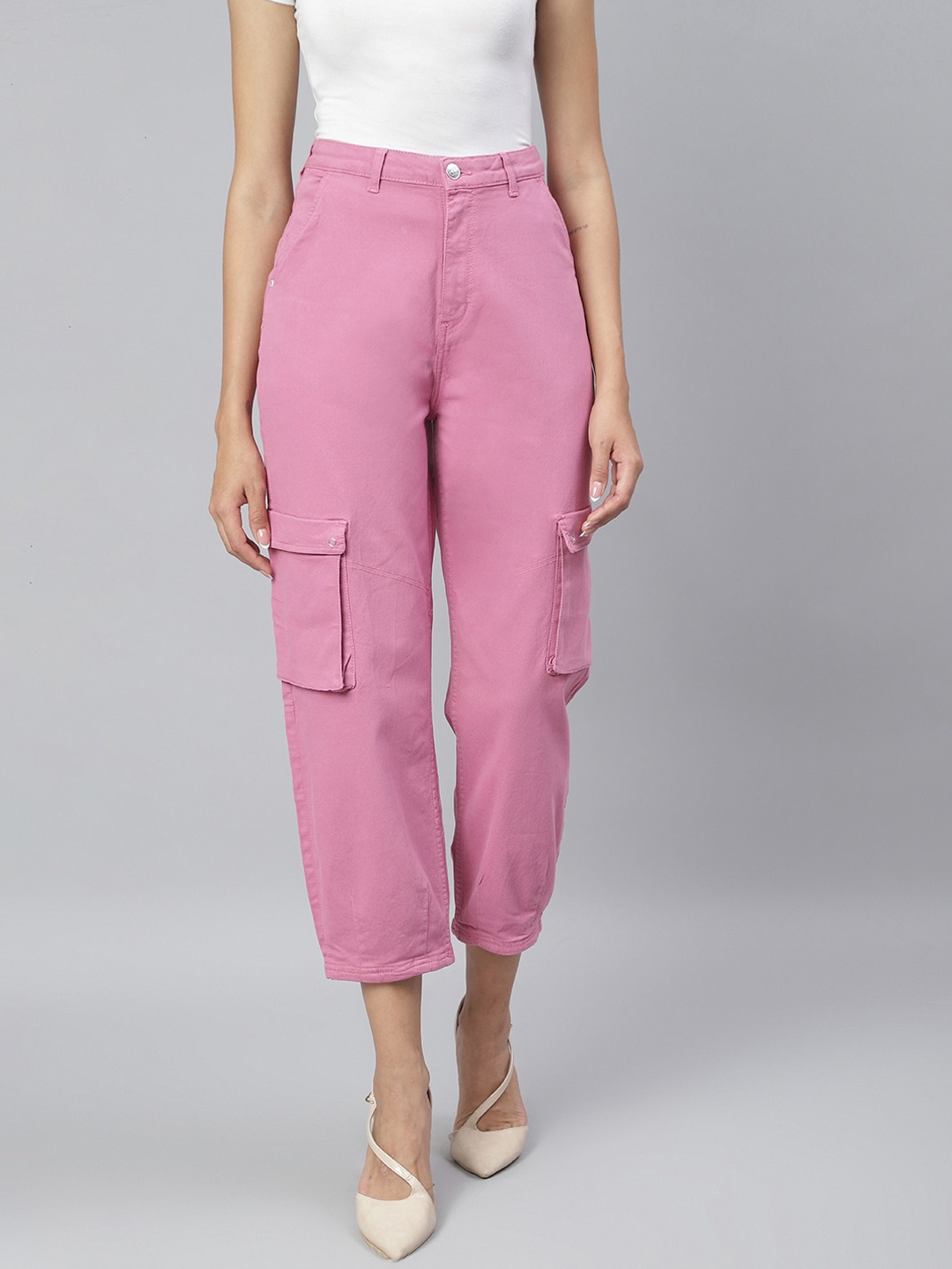 

TALES & STORIES Women Pink Cargos Trouser
