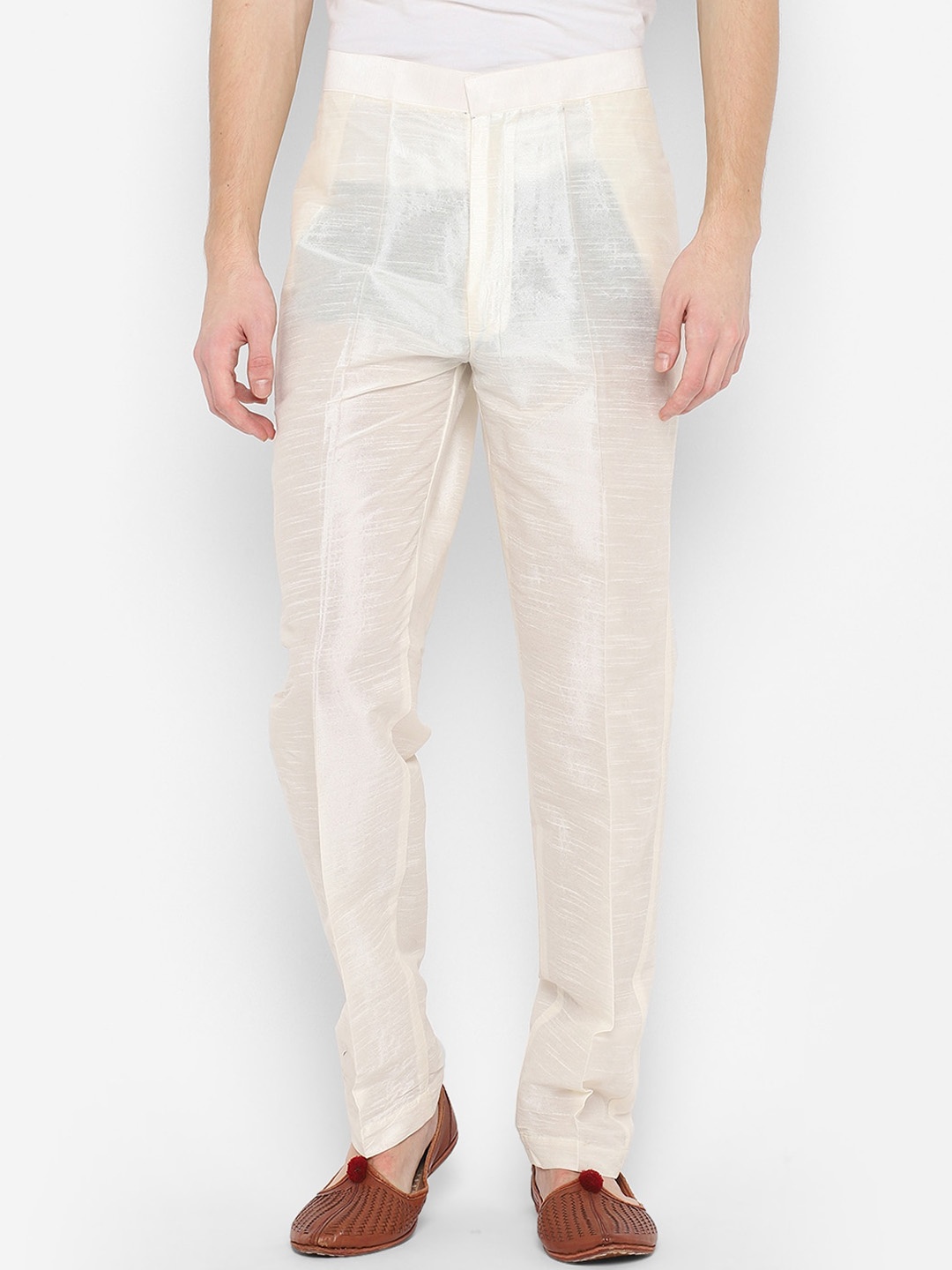 

ROYAL KURTA Men White Classic Trousers