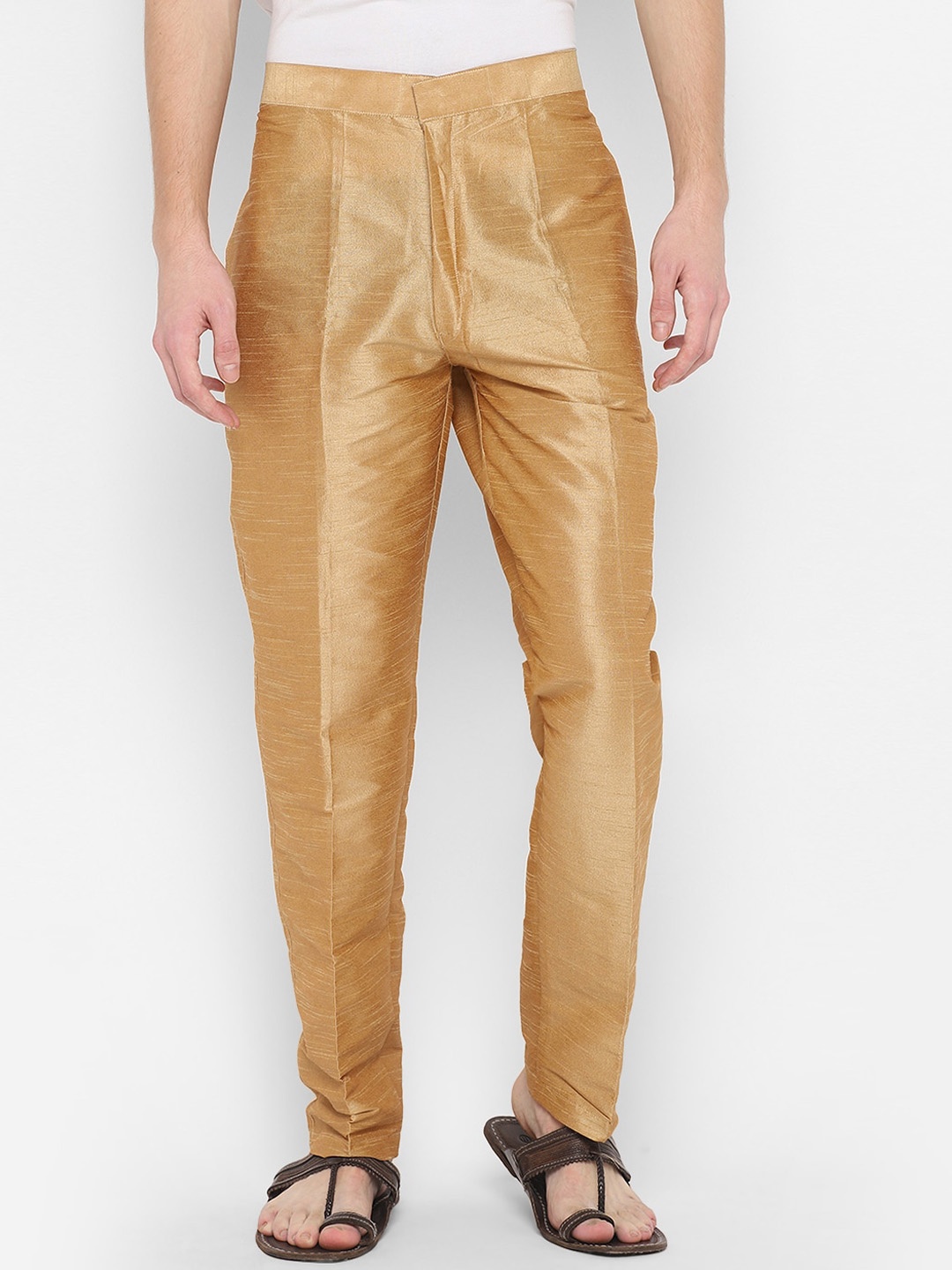 

ROYAL KURTA Men Bronze-Toned Classic Straight Fit Ethnic Trousers